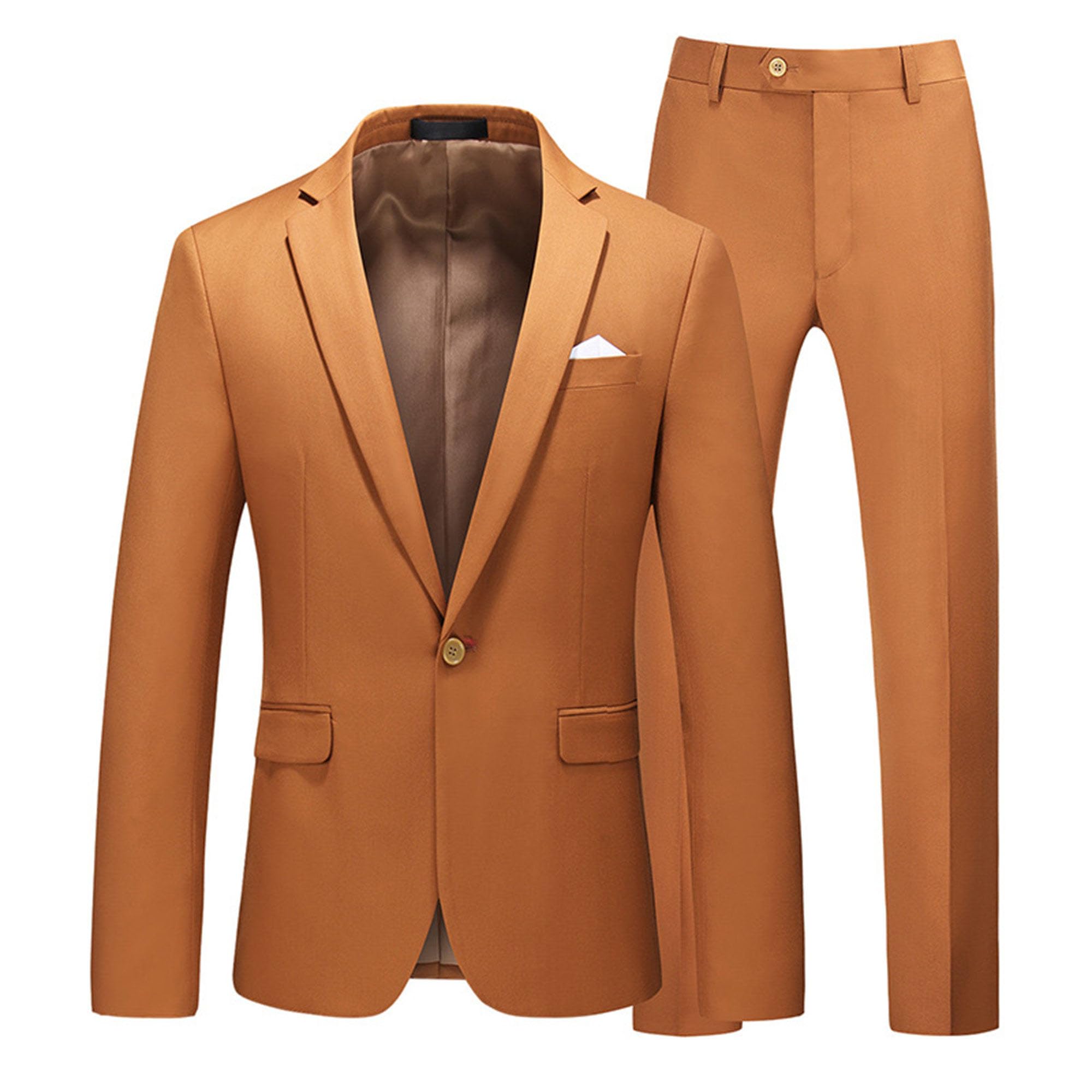Hombres Slim Fit Traje 2 piezas Tuxedo Un Botón Sólido Chaqueta Pantalones Conjunto Traje para Pantalones de Boda Hombres
