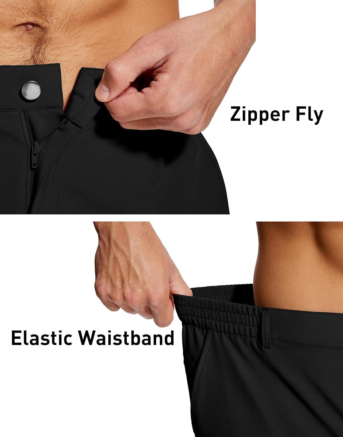 Mens Casual Dress Shorts 7 Inch Lightweight Stretch Quick Dry Elastic Waist for Golf Travel Work with 3 Pockets - Image 3