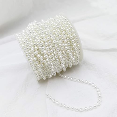 Miniatura 5 de INSPIRELLE Cuentas de perlas de imitación marfil de 0.315 in 32.8 ft Garland perla rollo filamento para decoración de fiesta de boda