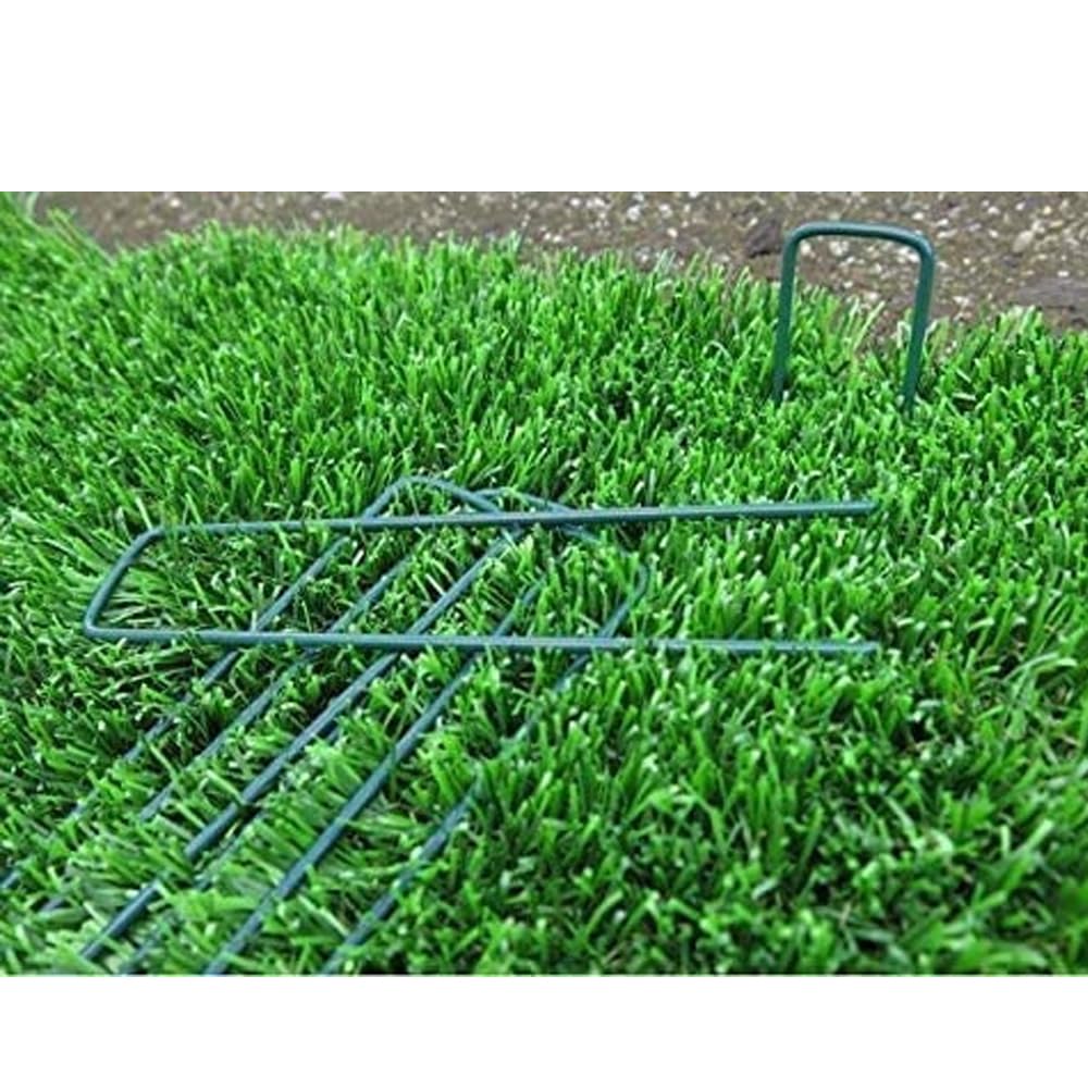 Suinga Agrafes pour Gazon Artificiel | Lot de 50 piquets de Fixation en métal galvanisé pour Filets | Clous résistants pour Jardins et terrasses | Ancrage pour Gazon Artificiel Vert