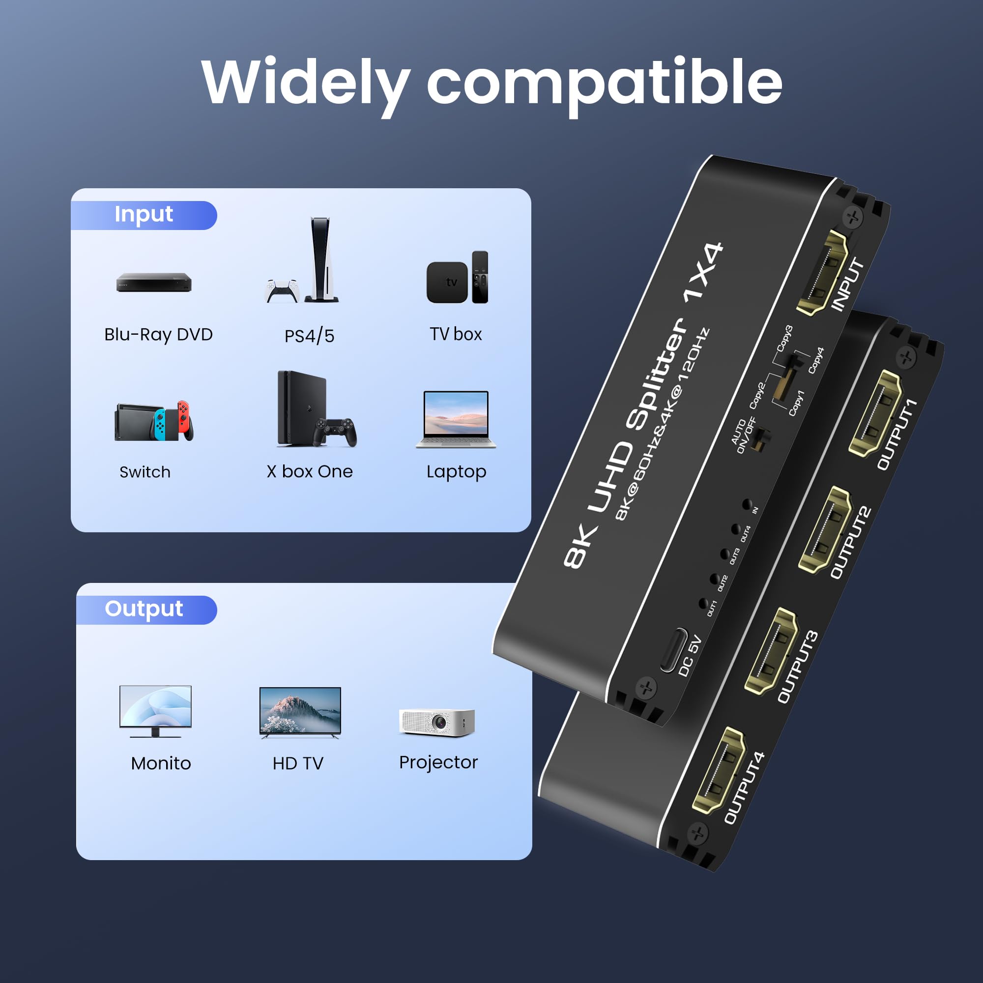 Amazon.com: avedio links HDMI 2.1 Splitter 8K@60Hz 1 in 4 Out 4K