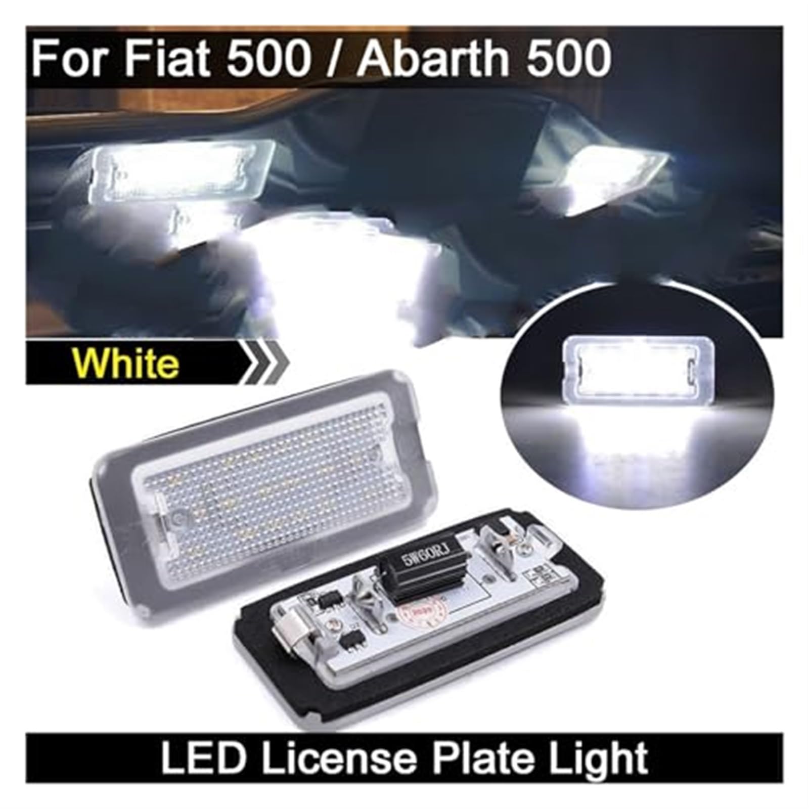 2 pezzi bianco luce targa luce targa, for Fiat, 500 Abarth 500 2007 2008 2009 2010 2011 2012 2013 2014 2015 2016 Luce targa