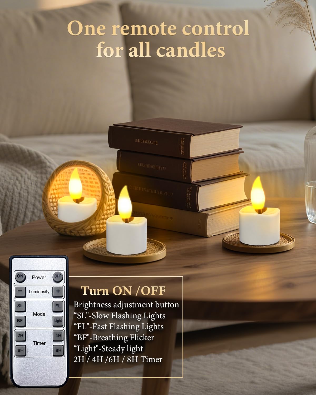 Bowfar 16 sztuk świeczek typu tealight z możliwością ponownego ładowania, z pilotem i timerem, elektryczne podgrzewacze z 8-portowym kablem USB-C do dekoracji stołu na Halloween i Boże Narodzenie