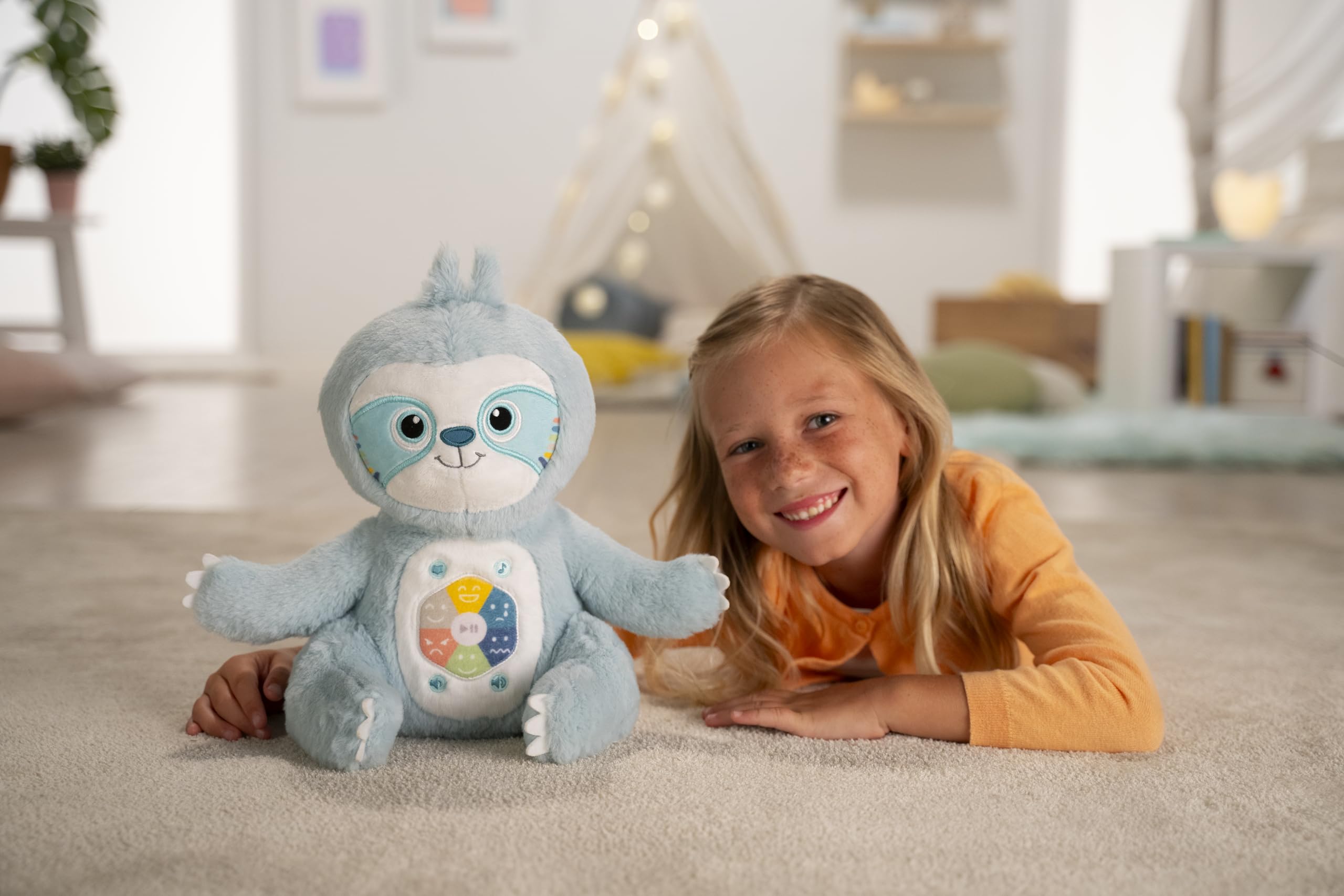 Gipsy Toys - Siméon, Mon conteur d'émotions – Peluche Interactive Musicale, conteuse d’Histoires – Garçon et Filles – 10 Mois à 7 Ans - 28 cm - Vert d'eau - Version Française