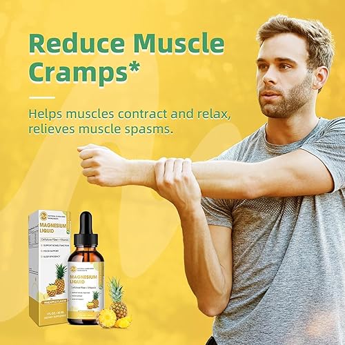 Miniatura 6 de M inch Líquido de glicinato de magnesio, gotas líquidas de magnesio de alta absorción con fibra de celulosa, bromelina, vitamina B6, C, D, zinc,