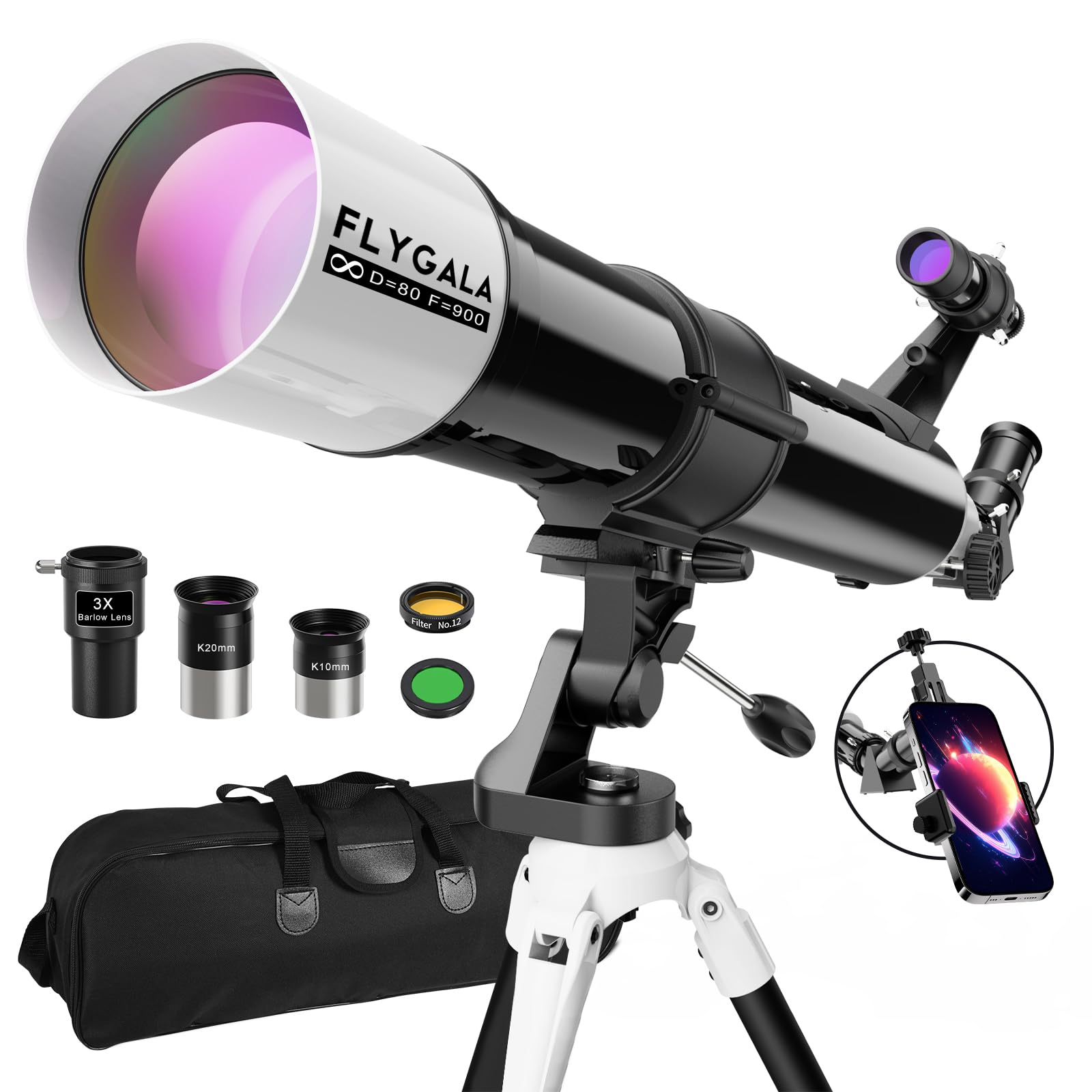 Telescopio para adultos Astronómico de alta potencia, 3.150 in de apertura 35.433 in telescopios refractores profesionales para pr