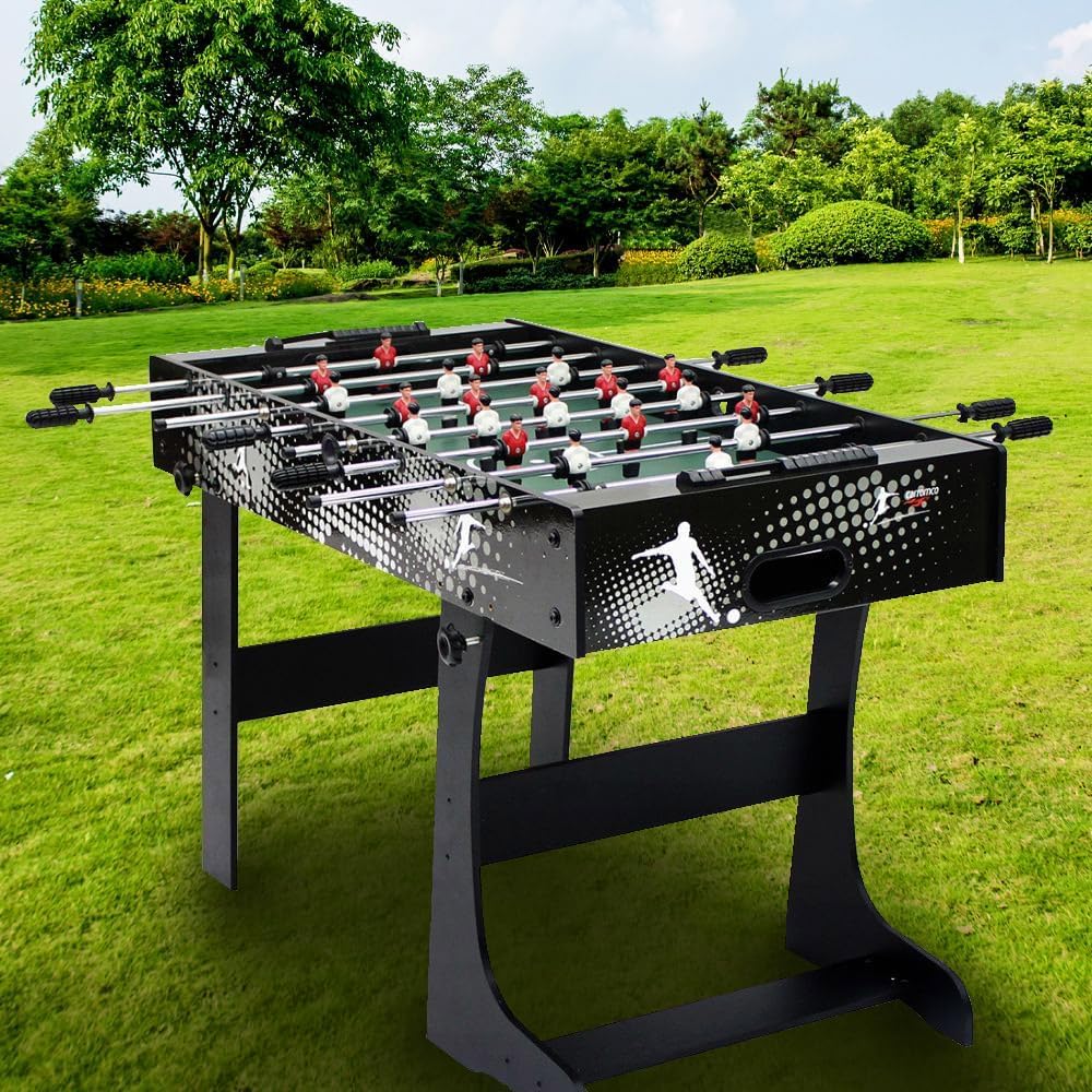 CARROMCO Rialto XT Tischkicker| Klappbarer Kinder - & Jugend - Kickertisch | KLAPPBARER TISCHKICKER: Platzsparender Kicker (17,5 kg) für 2-4 Spieler. Inklusive 2 Bällen & praktischer Wandhalterung