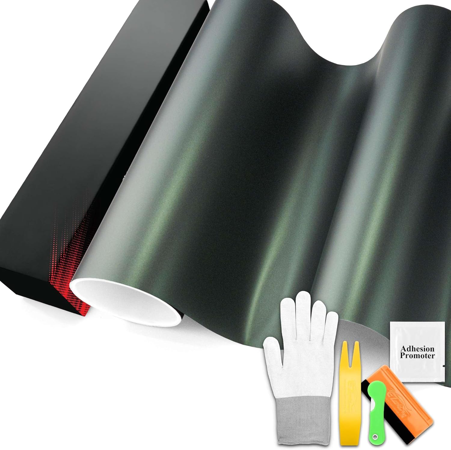 PET Matte Metallic Wizard Green Vinyl Wrap Auto Car Sticker Decal Film Sheet Bubble Free Air Release Technology with Tool Set 1.6FTx5FT