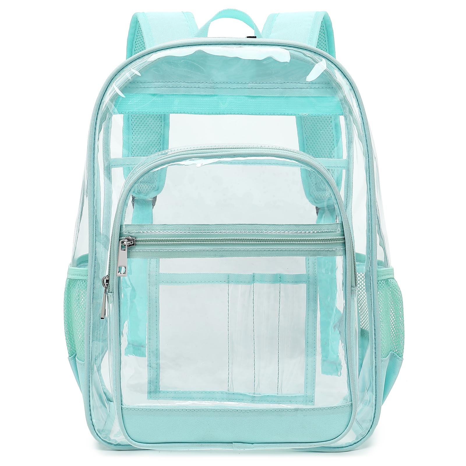 Esfoxes Heavy Duty Clear Backpack, School Backpack College Bookbag PVC See Through Transparent Backpacks (Mint Green)