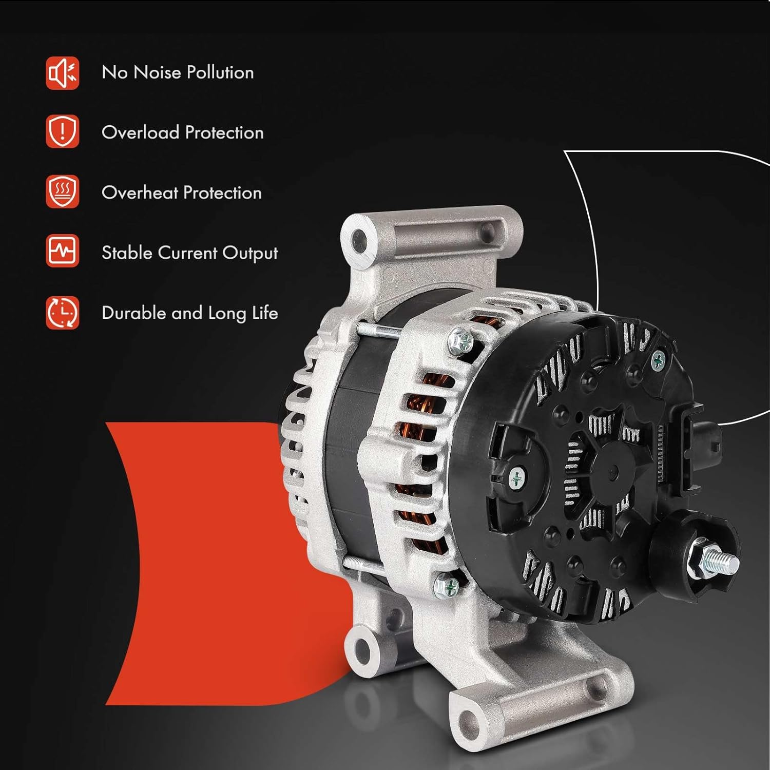 A-Premium Alternator Compatible with Infiniti FX45 2003-2008, Q45 2002-2005, V8 4.5L, 12V 110A 6-Groove Pulley Clockwise, Replace# 23100AR00A, 23100AR000