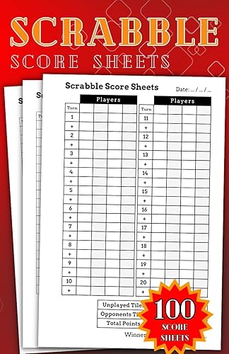 Scrabble Score Sheets Pads | Scrabble Board Game Score Sheets | 100 Pages Small Size 5.5"x8.5": Scrabble Score Record Keeper Book with Small Size Double Sheets