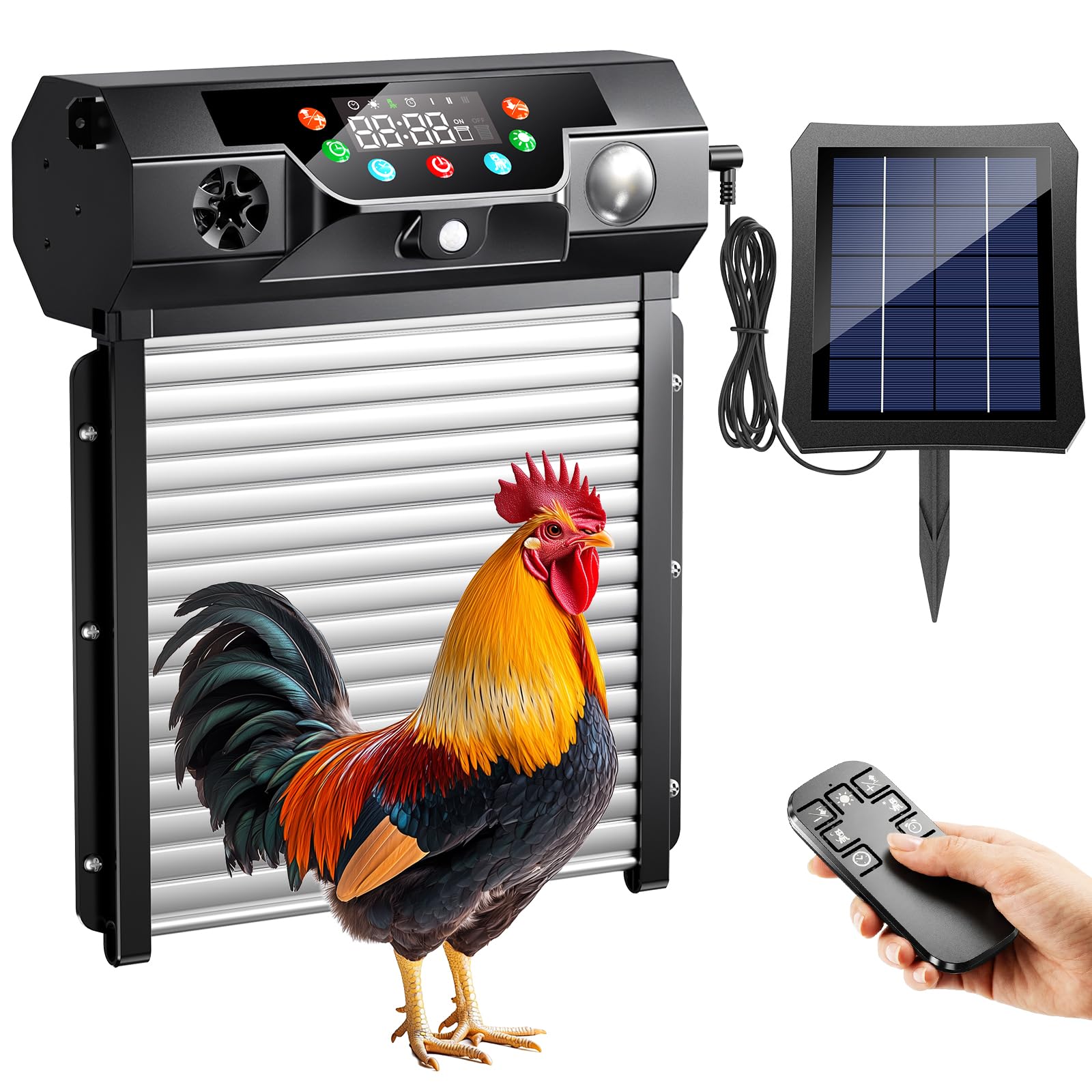 Solar Roll-Up Coop Door With Remote