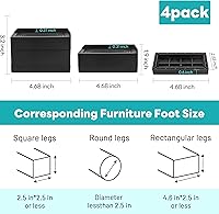 Vista 2 de BTSD-home Elevadores de cama resistentes ajustables para muebles, elevadores de altura de 1 o 3 pulgadas, elevadores para dormitorio, camas, sofás
