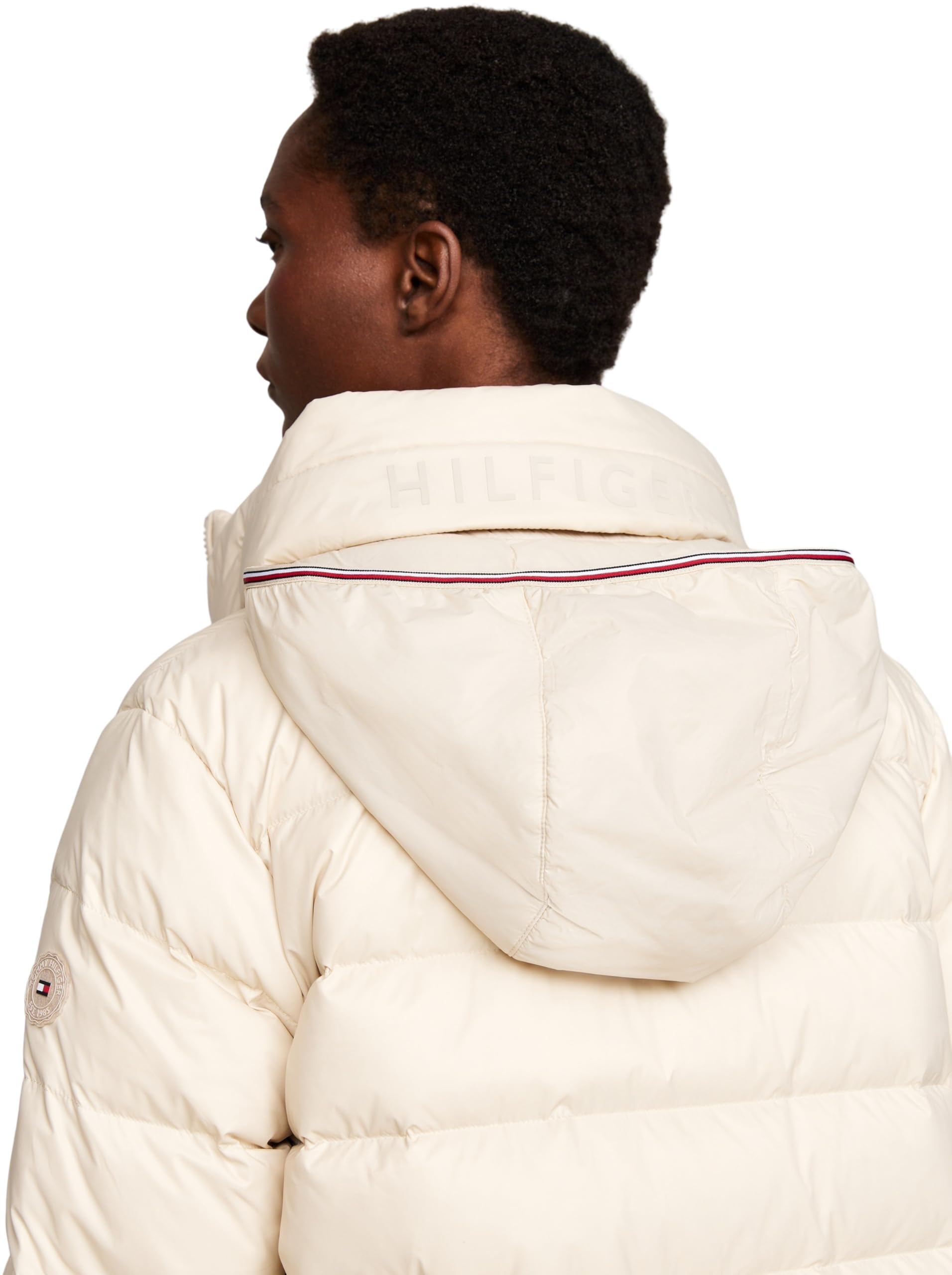 Tommy Hilfiger Abrigo de Plumas Mujer Funnel Maxi Coat Hasta Las Rodillas
