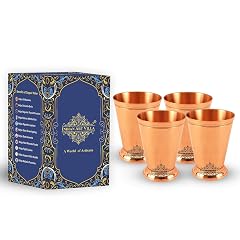 Indian Art Villa Copper Big Top Tumbler Cup with two Designer Rings 10 Oz Elegant Drinkware Serveware for