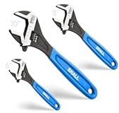 SHALL 3-Piece Adjustable Wrench Set&comma; 10&sol;8&sol;6 Inch Cr-V Steel Wrench with Cushion Grip&comma; Wide Jaw Black Oxide Wrench with Laser-etched SAE Scales for Home&comma; Garage&comma; Workshop and DIY&comma; Dark Blue