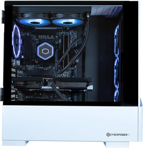 CyberPowerPC Luxe Gaming PC - Intel Core Ultra 5 245KF, Nvidia RTX 5060 Ti, 32GB RAM, 1TB NVMe SSD, 650W PSU, Wi-Fi, Windows 11, Liquid Cooling, Amethyst 360M Airflow White - 6