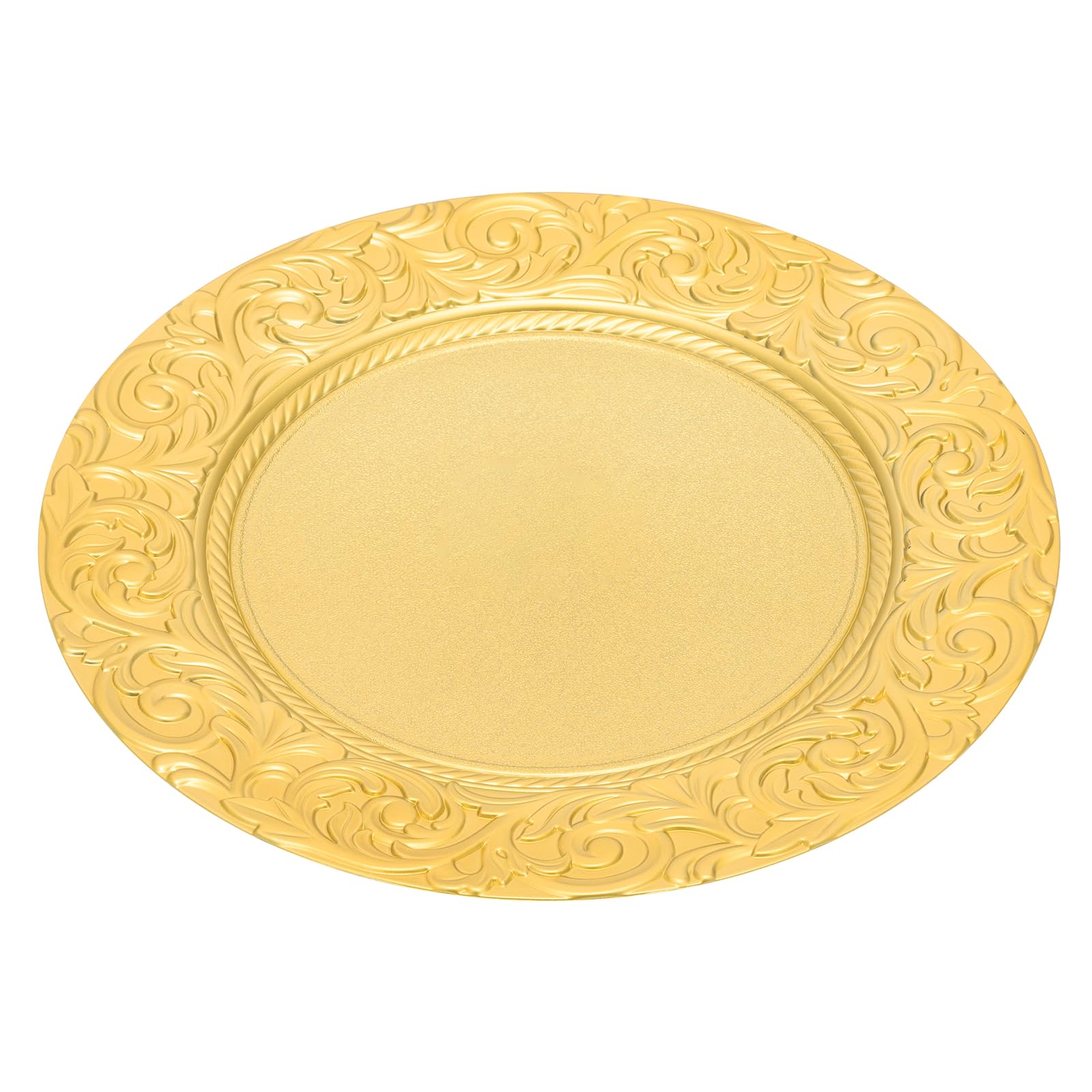 Platzteller Gold 100 Stück, Untersetzer Teller 33cm, Dekoteller Rund PP Kunststoff, Hochzeit Geburtstag, Stapelbare Tischdeko Goldfarben für Hotel Restaurant