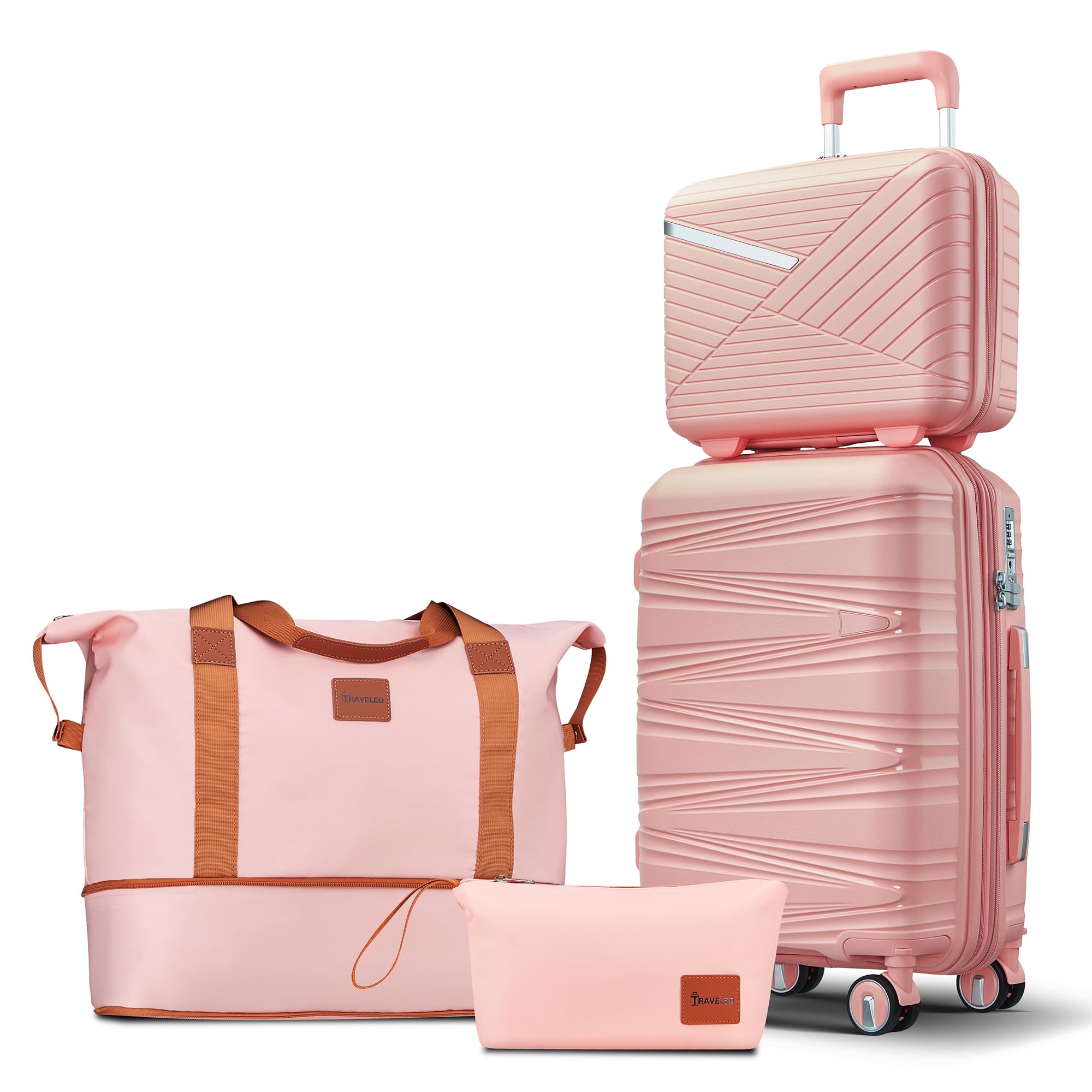 TRAVELEO 4 Piece Carry On Luggage Set 20 Inch