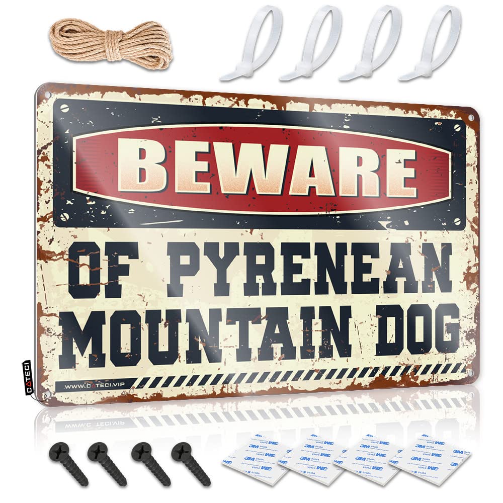 Ztbbdnqha One Color Metal Signs For Outside Home Decor Beware Of Pyrenean Mountain Dog Tin Sign Funny Poster Sign Funny Signs For Home Decor(30X40cm)
