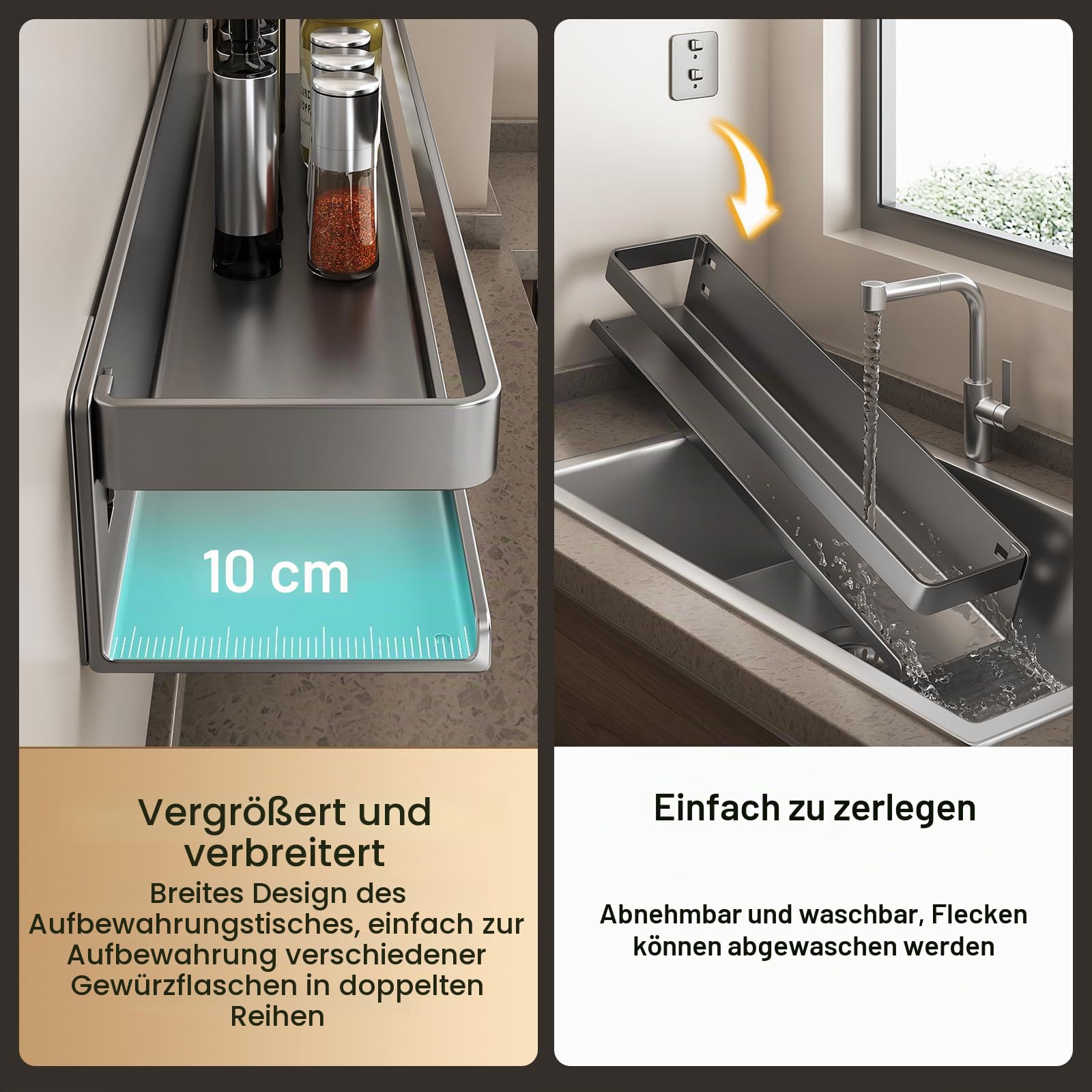 KüChenregal Wand,GewüRzregal HäNgend,GewüRzregal Mit Stange,GroßEr KapazitäT,Mit Haken,Mit Handtuchhalter,Zur Aufbewahrung Von GewüRzbehäLter Und KräUtern