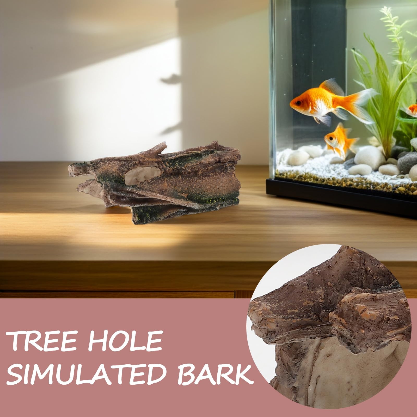 Versteck für Aquarienfische: Höhle aus hohlem Baumstamm – Unterschlupf aus Harzrinde und Baumstamm für Kampffische, Garnelen, Krebse und Reptilien – Terrariendekoration aus Baumstumpf