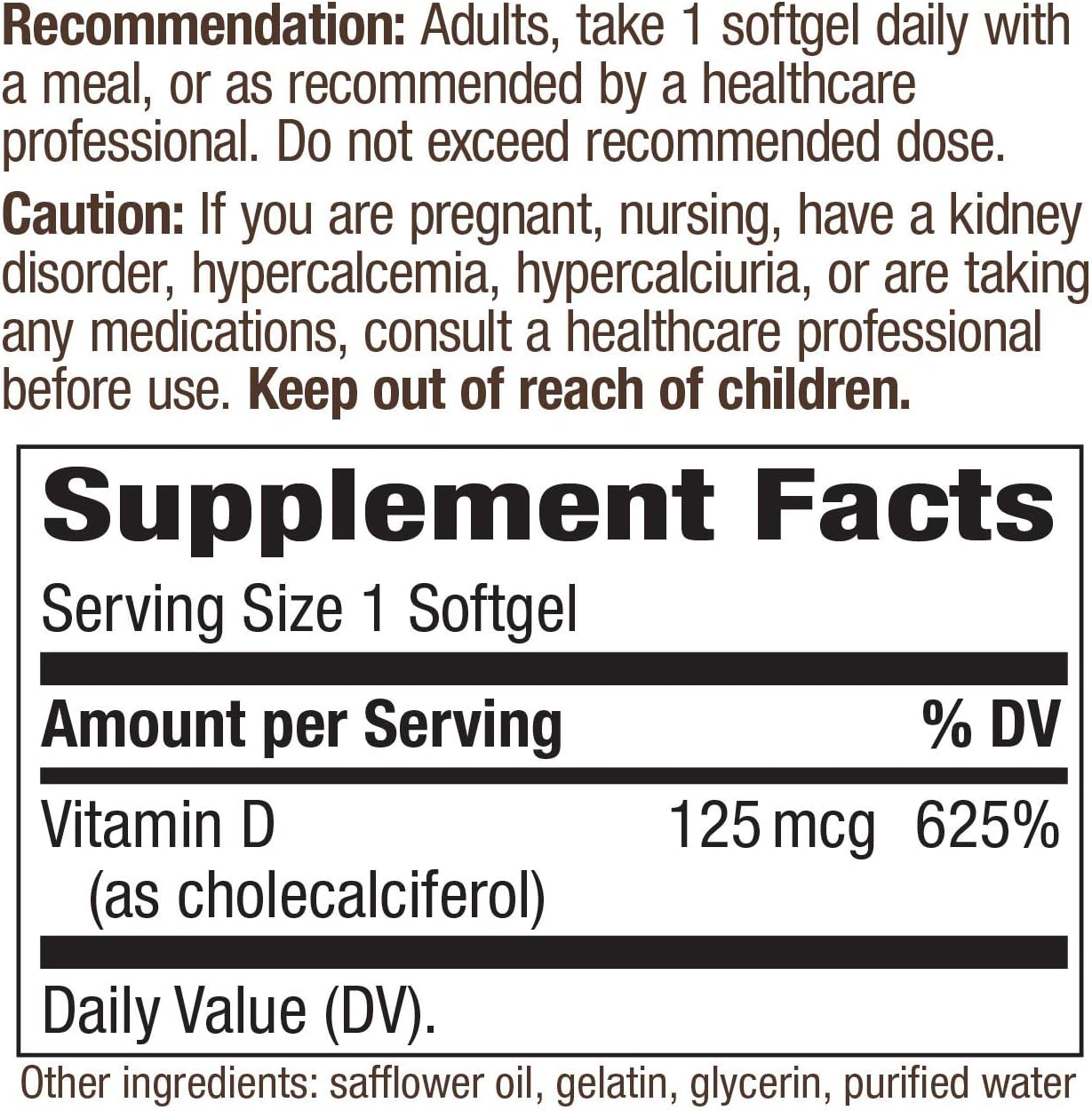 Nature's Way Vitamin D3 Max, Supports Healthy Bones and Teeth*, Supports Immune Health*, 125mcg per Serving, 240 Softgels