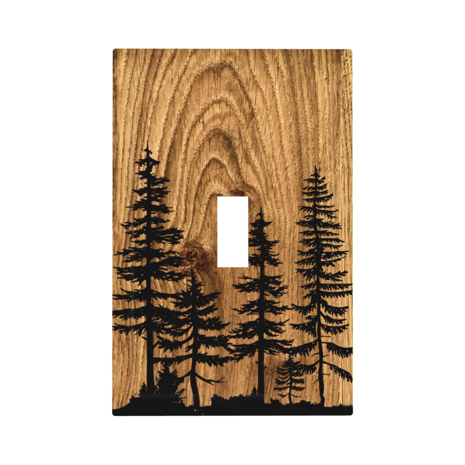 Farmhouse Brown Pine Tree Wood Grain Single Toggle Light Switch Plates Outlet Covers Rustic Country Decorative 1 Gang Wall Plate Switchplate for