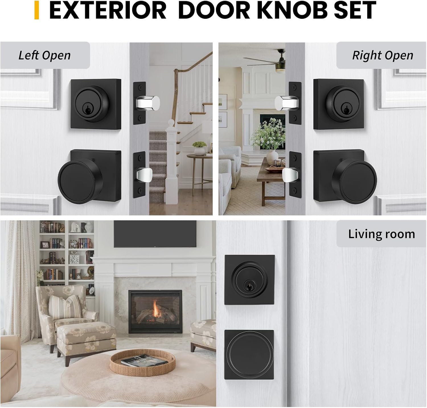 Goldenwarm Black Door Knob Set with Deadbolt, Matte Black Front Door Knob and Deadbolt Set, Exterior Privacy DoorKnobs, Heavy Duty Zinc Alloy, (1 Pack)
