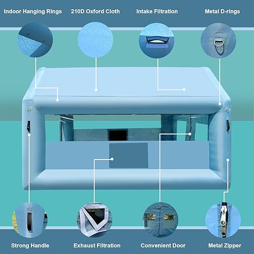 Miniatura 2 de Cabina de pintura inflable con sopladores y sistema de filtro de aire de doble capa Pintura portátil de la cabina de espray
