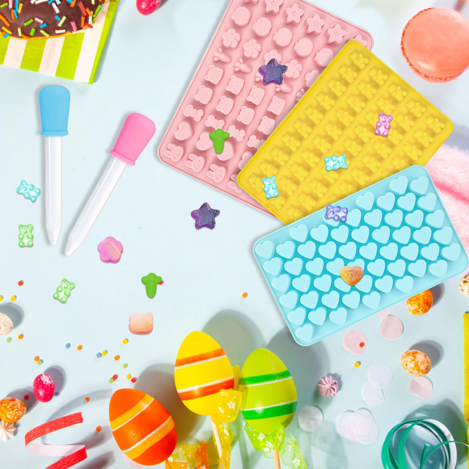 3 Stampini In Silicone Per Caramelle Gommose - 11 Forme, Con 2 Contagocce, Per Orsetti E Gelatine - Foto 4