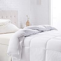 Amazon Basics King Down Alternative Comforter Duvet Insert - Soft White, Warm Heavy 450gsm Fill, Corner Tabs, Machine Washable