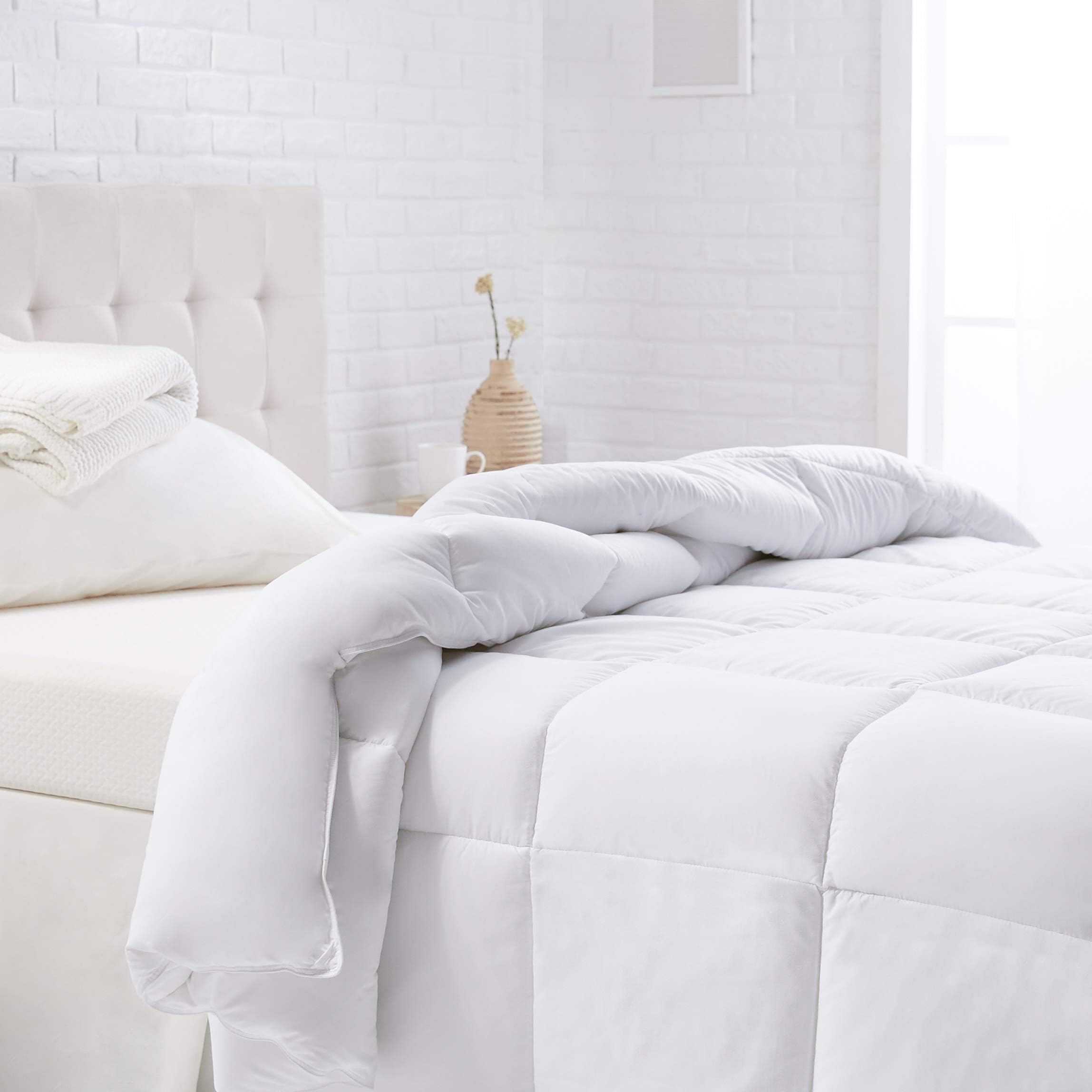 Soft White Down Alternative Comforter and Duvet Insert with Corner Tabs, King Size, Warm, Machine Washable, 102" x 90"