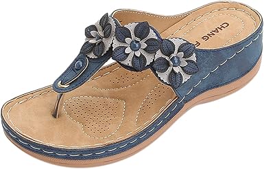 Amazon.com: Flip Flop Sandalia Mujer Verano Romano Zapatillas Zapatillas  Slip-On Cuñas Triángulo Sólido Open Toe Sandalias Playa Flor Zapatos :  Ropa, Zapatos y Joyería