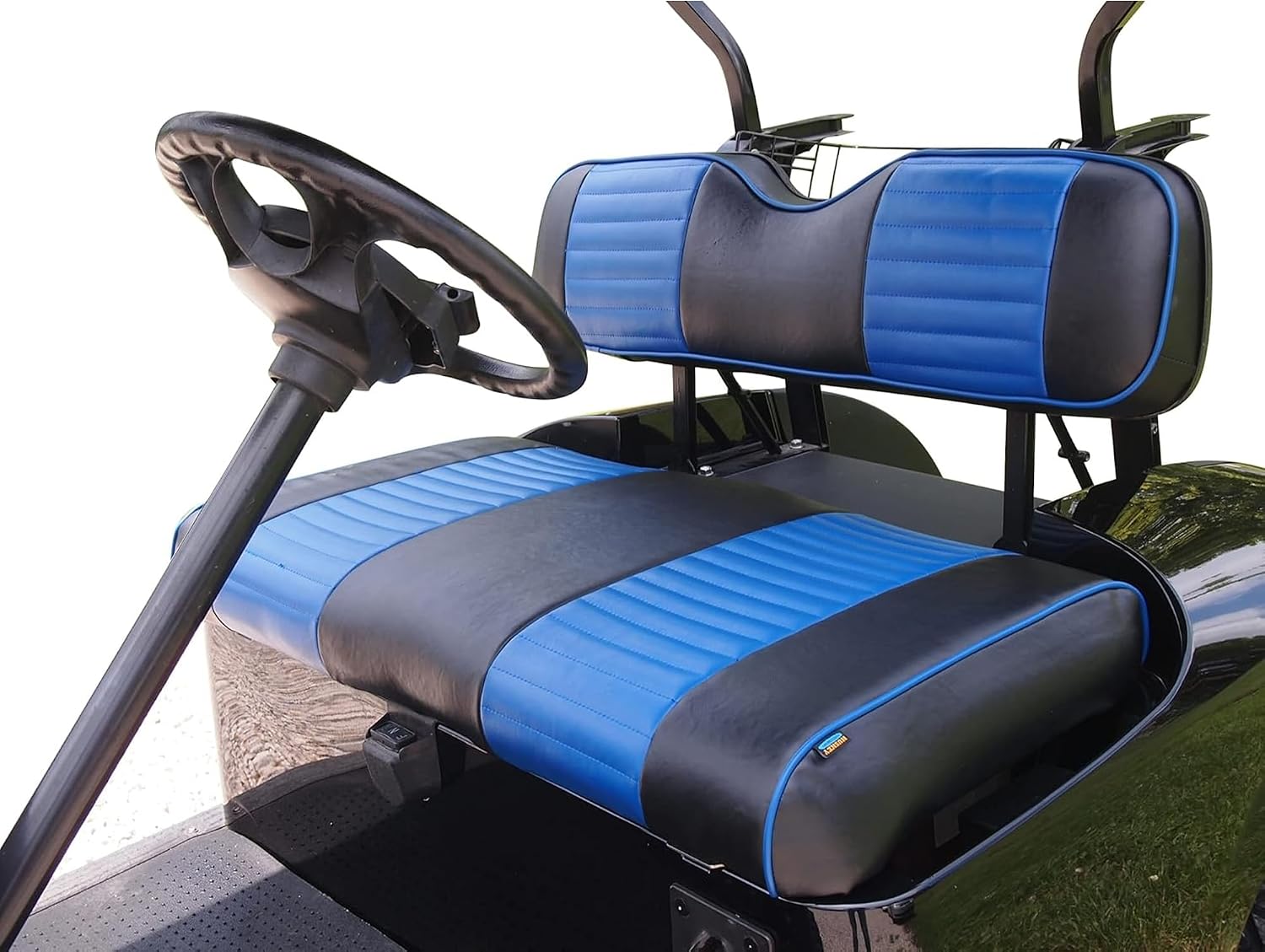 Huskey Parts Company Blue Seat Covers for Club Car DS Golf Cart 2000.5-2013 Gas & Electric Models, 1/2" Extra Padding, Marine Grade Vinyl, Staple On Design
