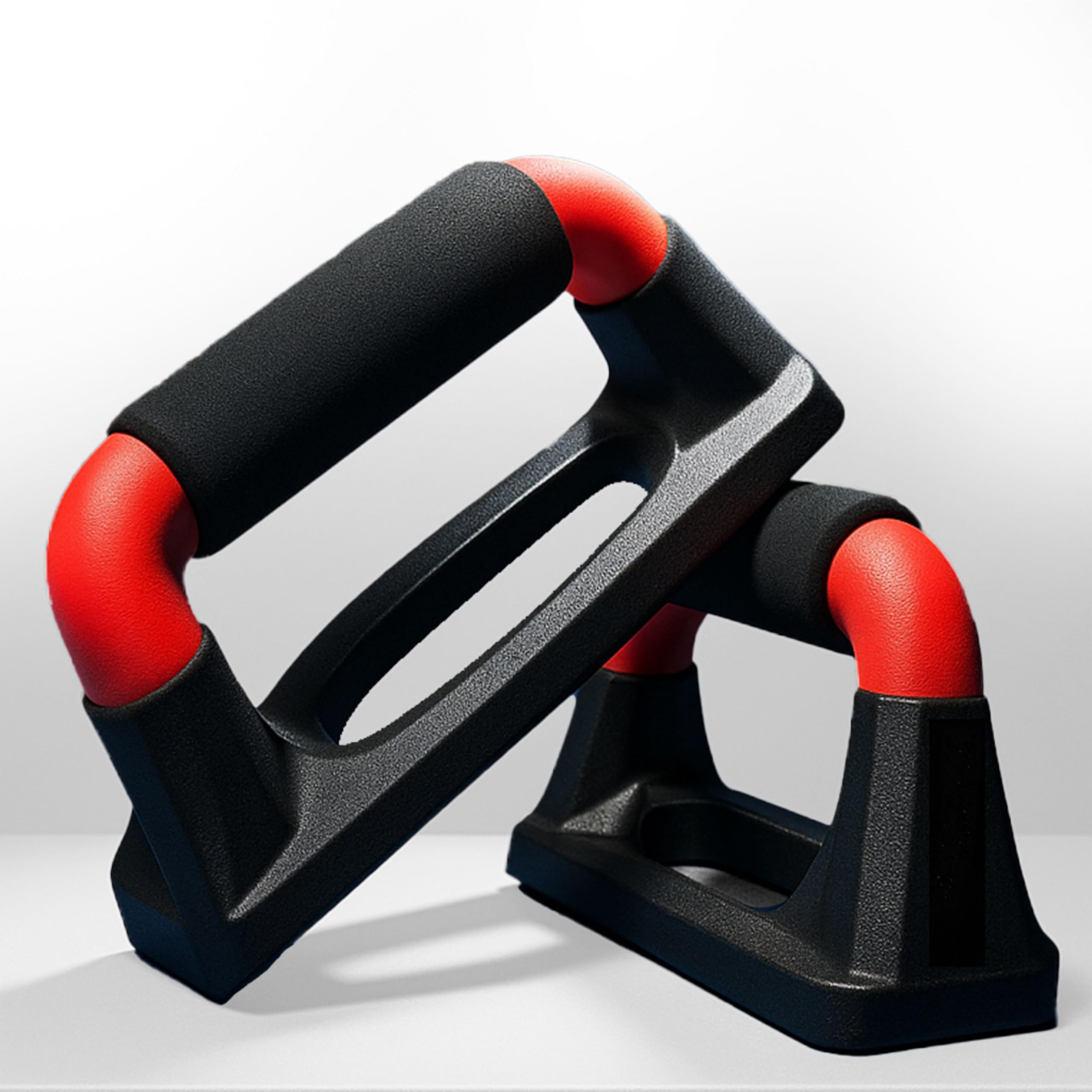 GYM INSANE Hard PVC Push Up Stand with Anti-Slip Grip | Fitness Equipment | Lightweight & Portable Push Up Bars | Ideal for Upper Body, Chest, Triceps, Back Muscles & Core Home Gym Workout (Red)