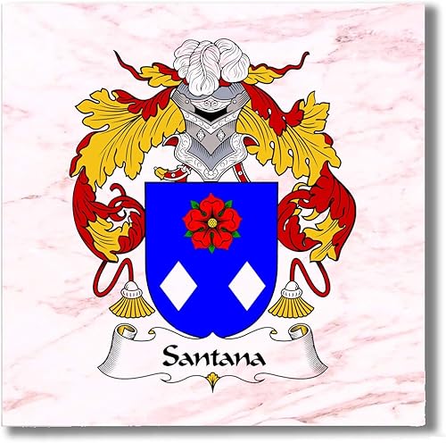 Miniatura 4 de Santana Family CrestEscudo de Armas - Azulejo de cerámica para posavasos, placa caliente, salvamanteles o acento decorativo por Carpe Diem Designs