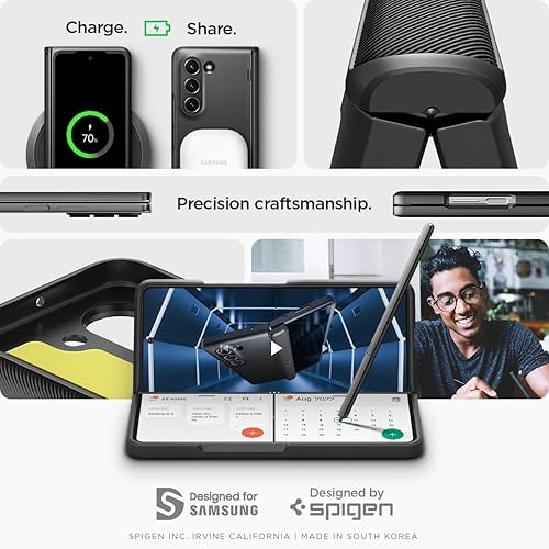 Miniatura 8 de Spigen Funda para Galaxy Z Fold 5, Slim Armor Pro (2023) protección de bisagra - Negro