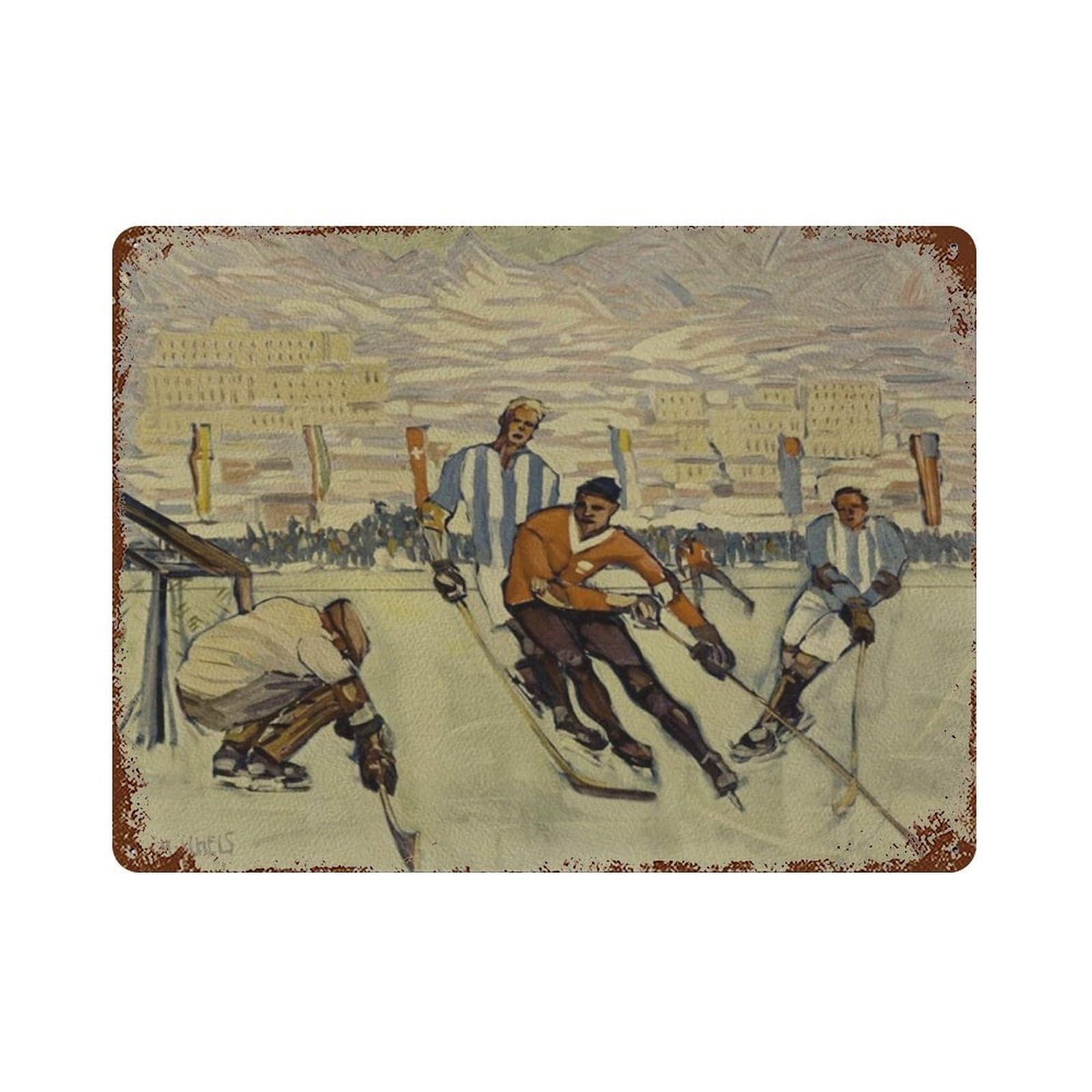 xiaoxiaoshen Ice Hockey, A Retro Sports-themed Painting Wall Decor Art Metal Tin Poster Modern Home Decor Art Home Bar Shop Decorations Vintage Sign 30x40cm