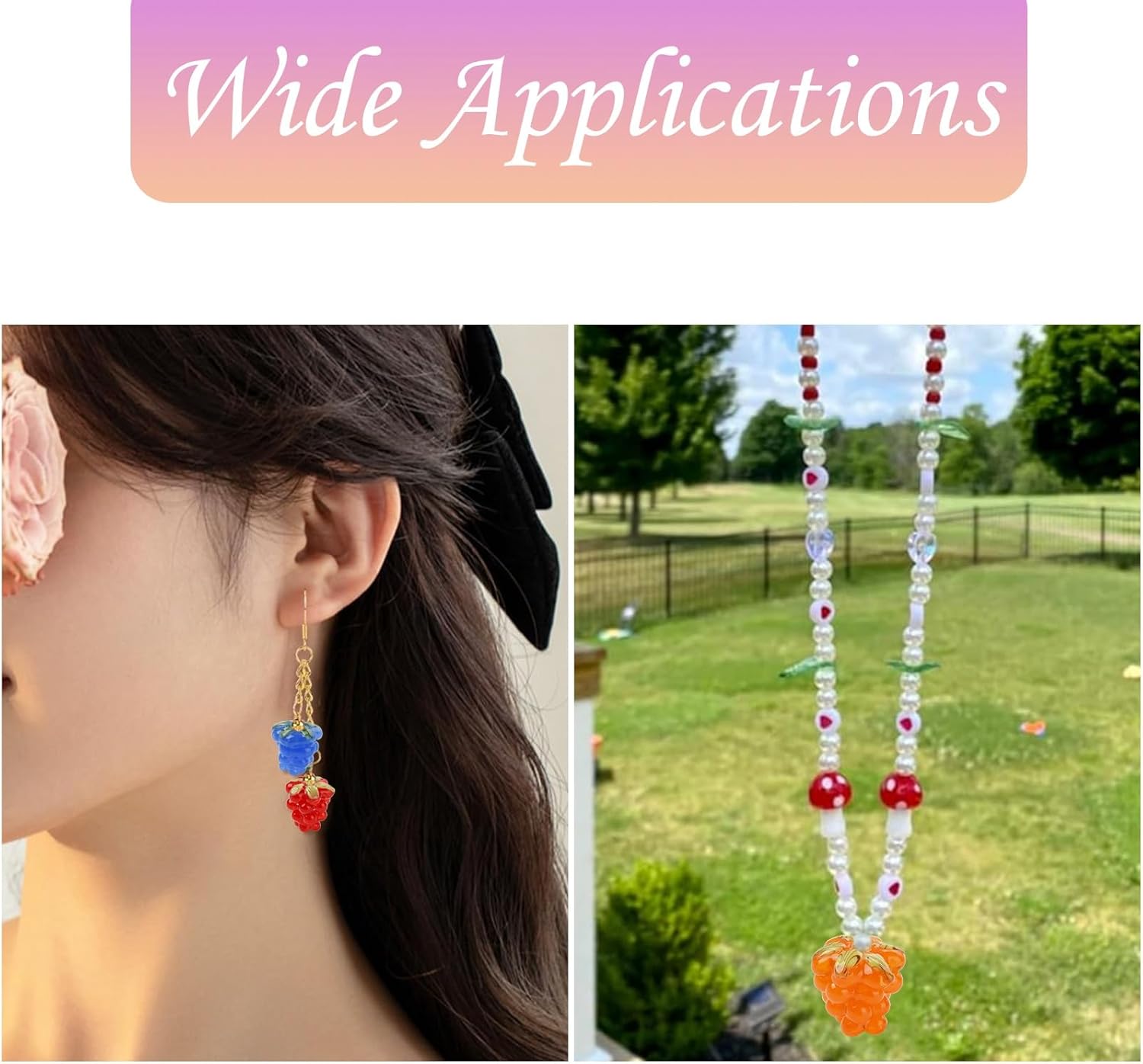 KitBeads 8Pcs Grape Raspberry Lampwork Beads 8 Colors Handmade 3D Glass Berry Fruit Beads for Jewelry Making Bracelets Necklaces Crafts Bulk - Image 7