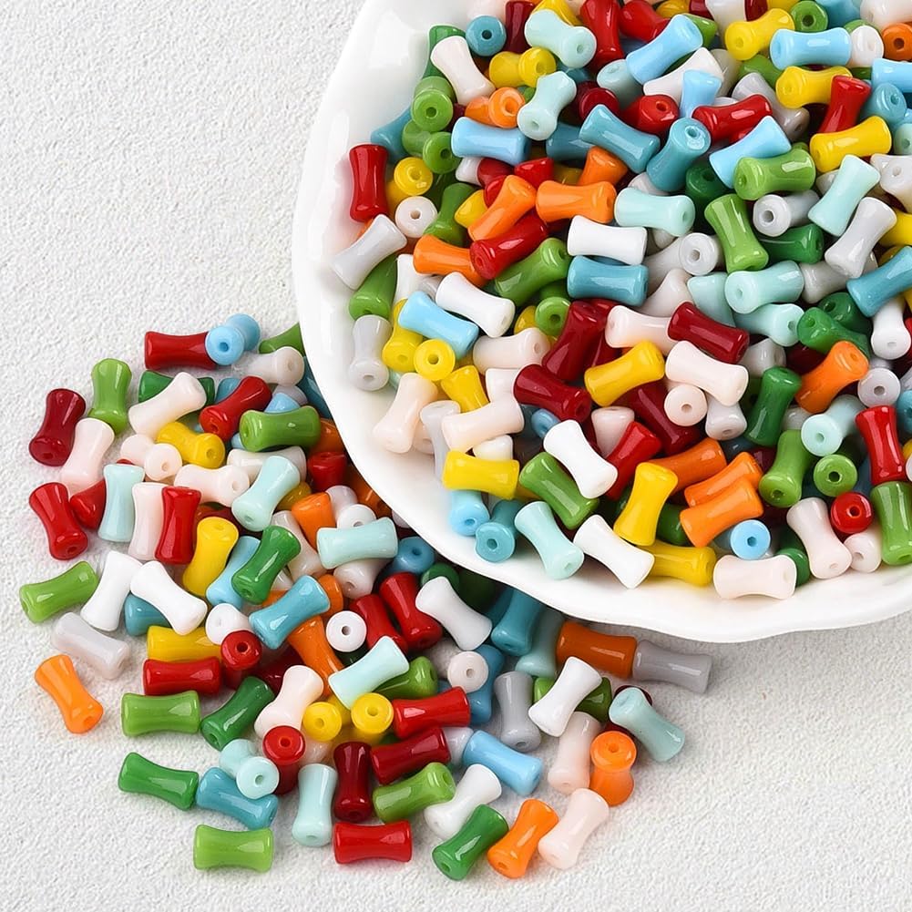 1 Box 500PCS Bamboo Glass Seed Beads with Holes Joint Stick Opaque Red White Green Blue Yellow Orange Spacer Loose Tube Bead Charm Bulk for Jewelry Making Necklace Bracelet Diy Craft Supply - Image 6