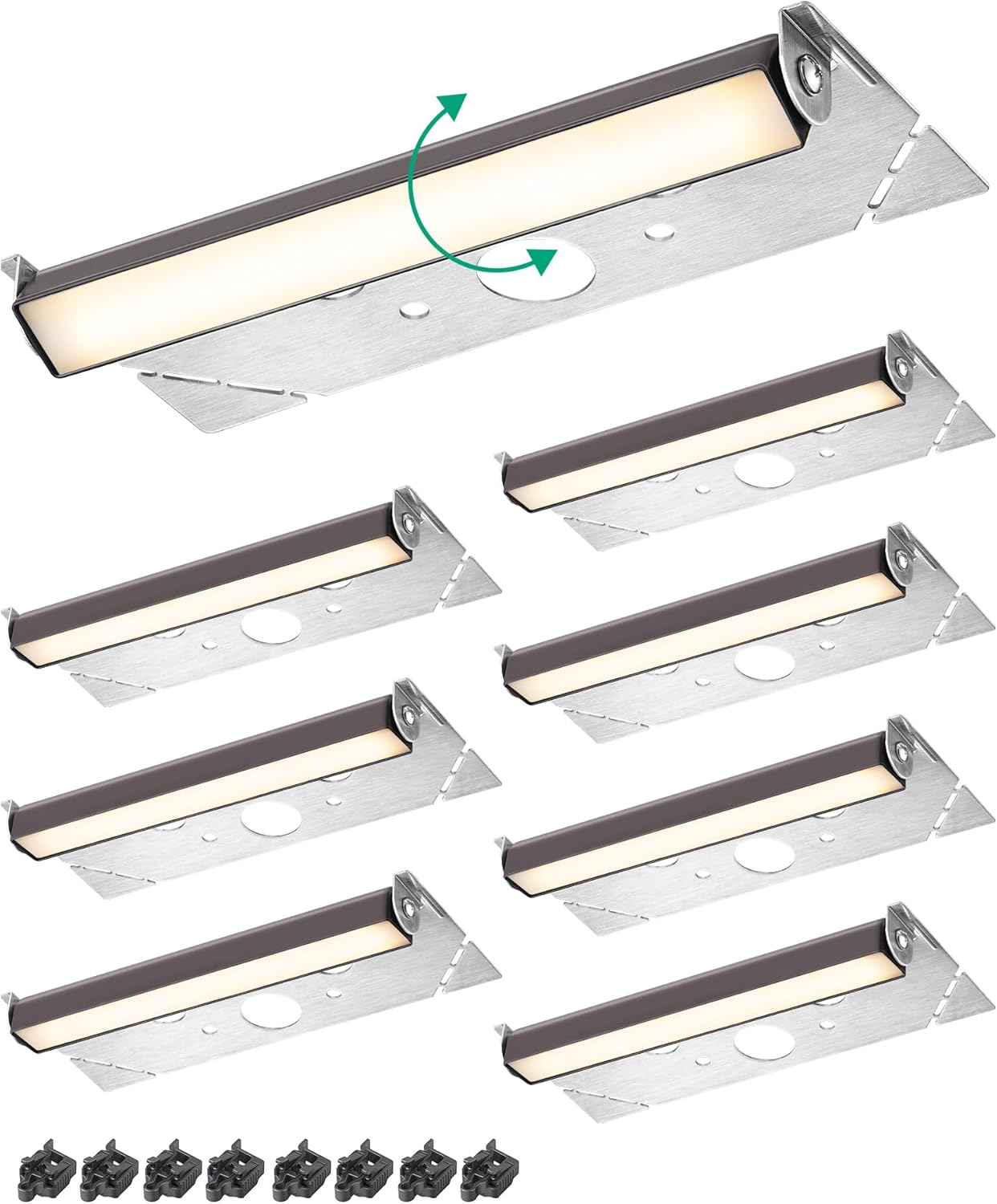 EDISHINE 7 in 270° Rotating Retaining Wall Lights, 12V AC/DC 3W 2700K 120LM Electric Outdoor Step Lights, Low Voltage Paver Lights, IP65 Waterproof LED Hardscape Lighting for Step, Decks 8PCS 270° Rotaining