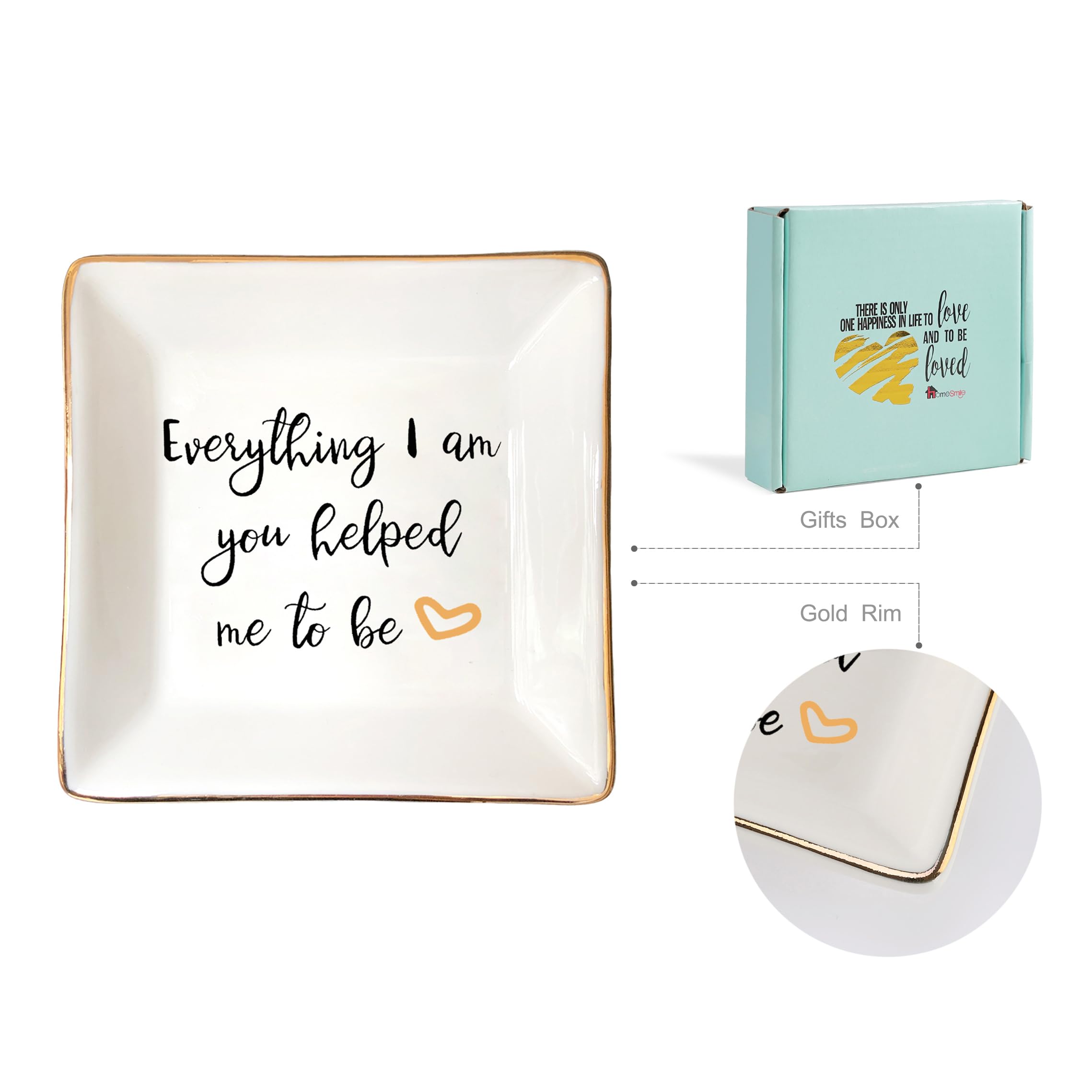 Bonus Mom Jewelry Dish – Ceramic Ring Tray With Sweet Message “You Didn’t Give Me Life But Life Gave Me You” - View #6