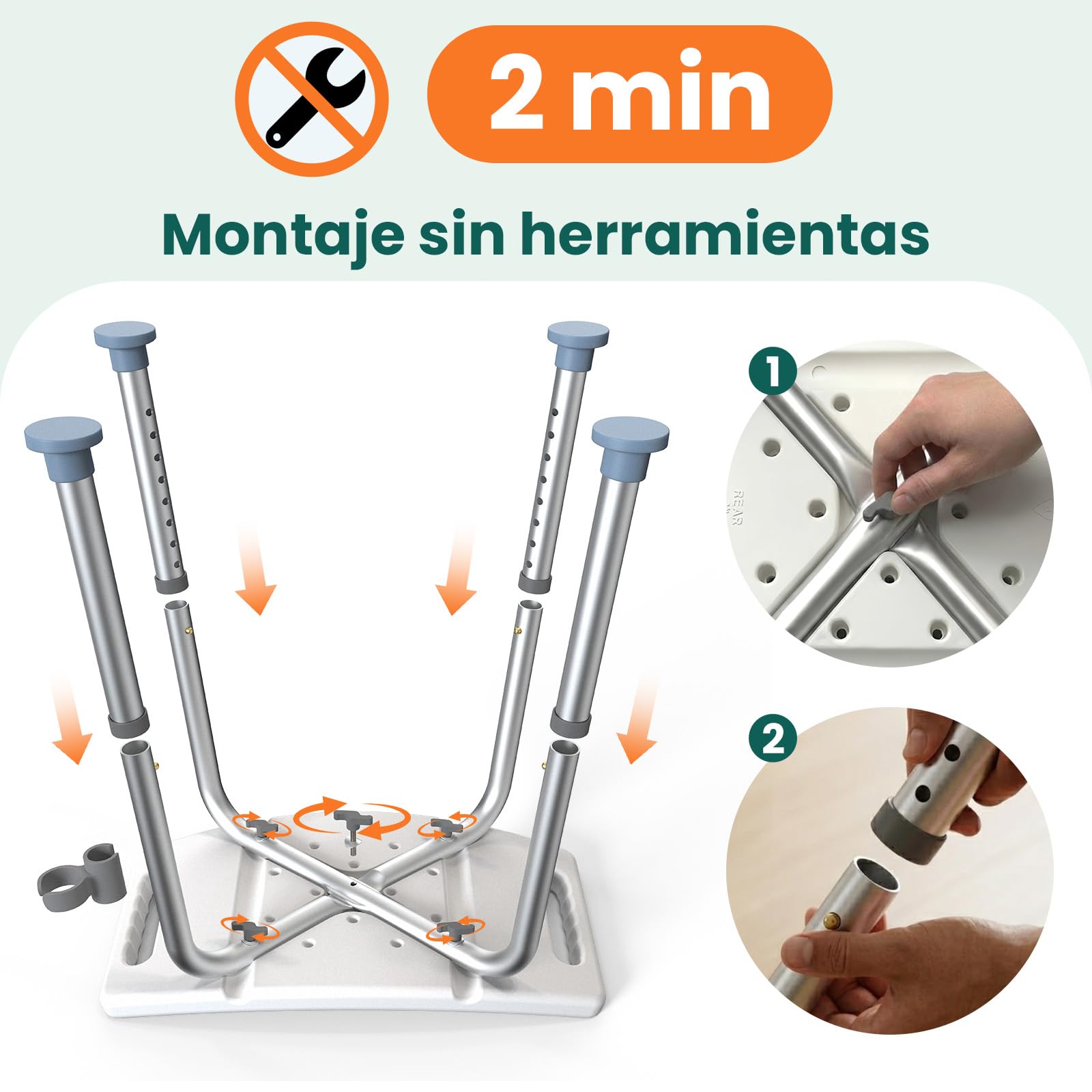 Taburete de Ducha con Altura Ajustable – Taburete de Baño Ligero con Asiento Curvado, Asiento de Ducha Antideslizante para Adultos Mayores, Personas con Discapacidad y Embarazadas, Azul