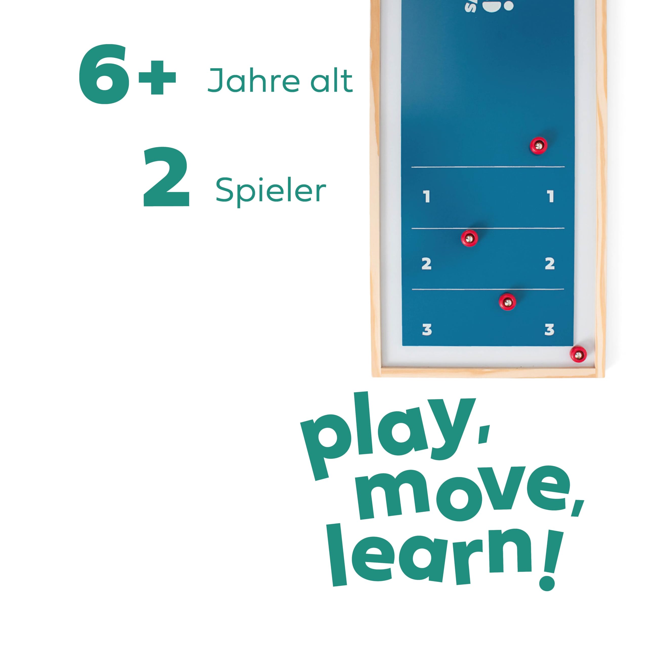 BS Toys Shuffleboard - Schiebebrettspiel aus FSC-Holz - Lustiges Indoor Curling Set für Kinder & Familie - Tisch-Curling Spiel - Geschicklichkeitsspiel ab 6 Jahren