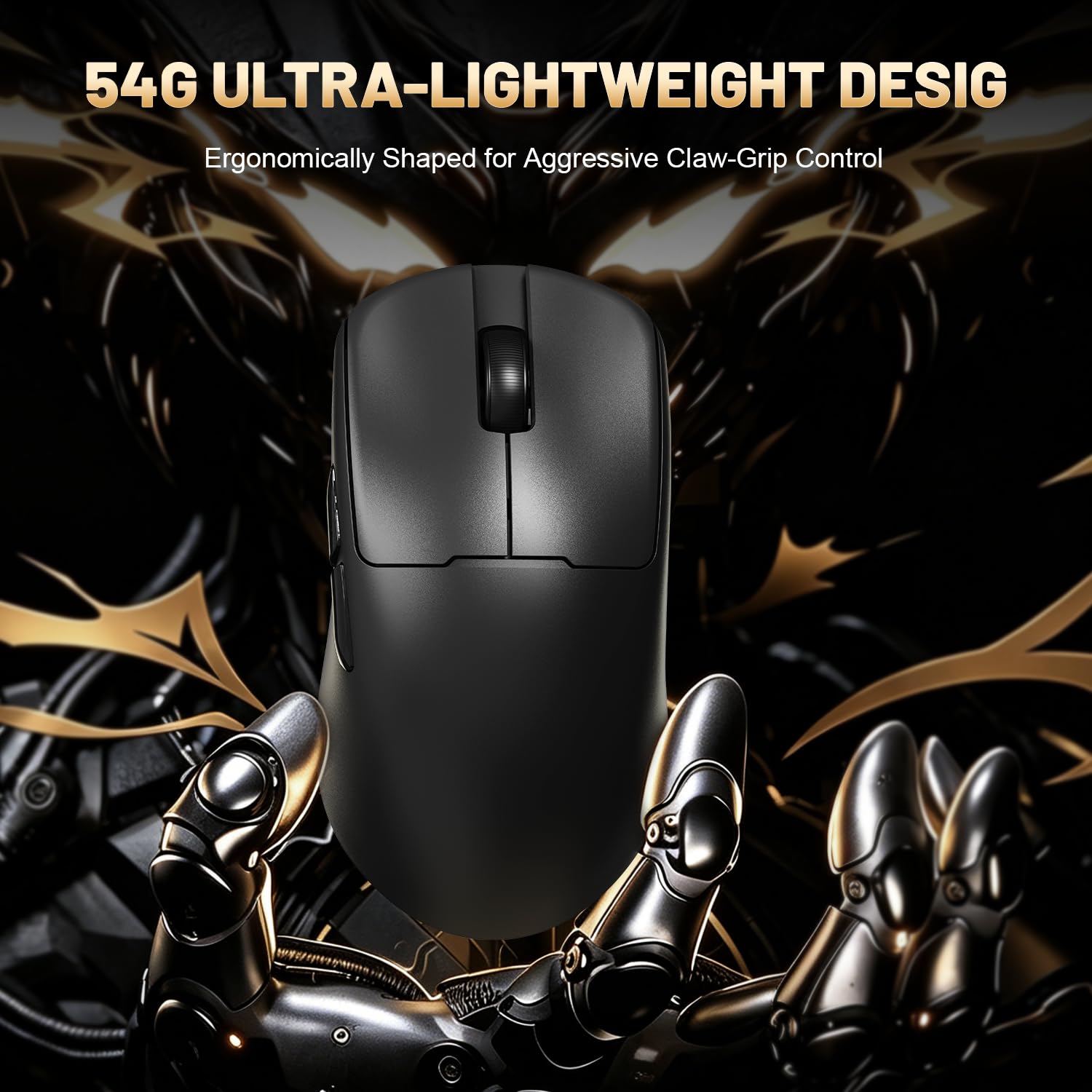 A.JAZZ AJ159 V2 Souris Gaming Sans Fil Ultra Légère À Batterie Remplaçable À Chaud, Deux Batteries 300mAh Et Station De Charge, 54g Léger, Capteur PAW3395, 32000 DPI Compatible PC Et Mac (Noir)