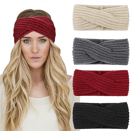 DRESHOW Knit Crochet Headband for Women Ear Warmer Soft Turban