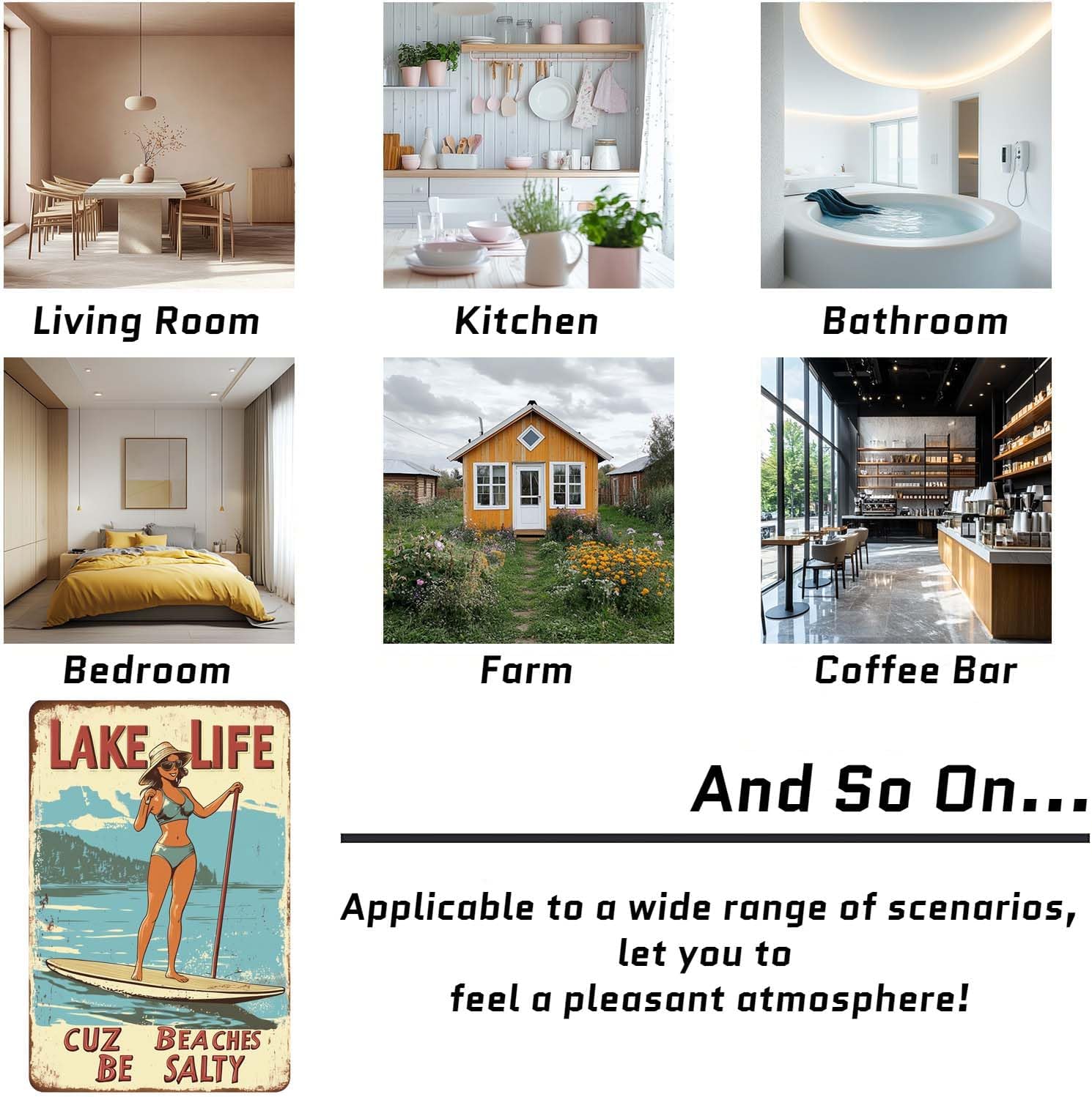 CCPARTON Vintage Beach Metal Sign Lake Life Cuz Beaches Be Salty Metal Tin Sign For Home Outdoor Indoor Office Bar Yard Decor 8x12 Inch image 2