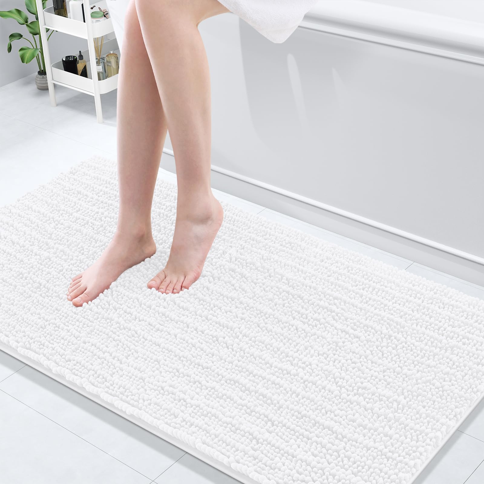 Arotive Luxury Bathroom Rugs 60x24, Extra Soft Thick Absorbent Shaggy Chenille Bath Rugs, Non-Slip Machine Wash Dry, Bath Mats for Bathroom Floor, Tub