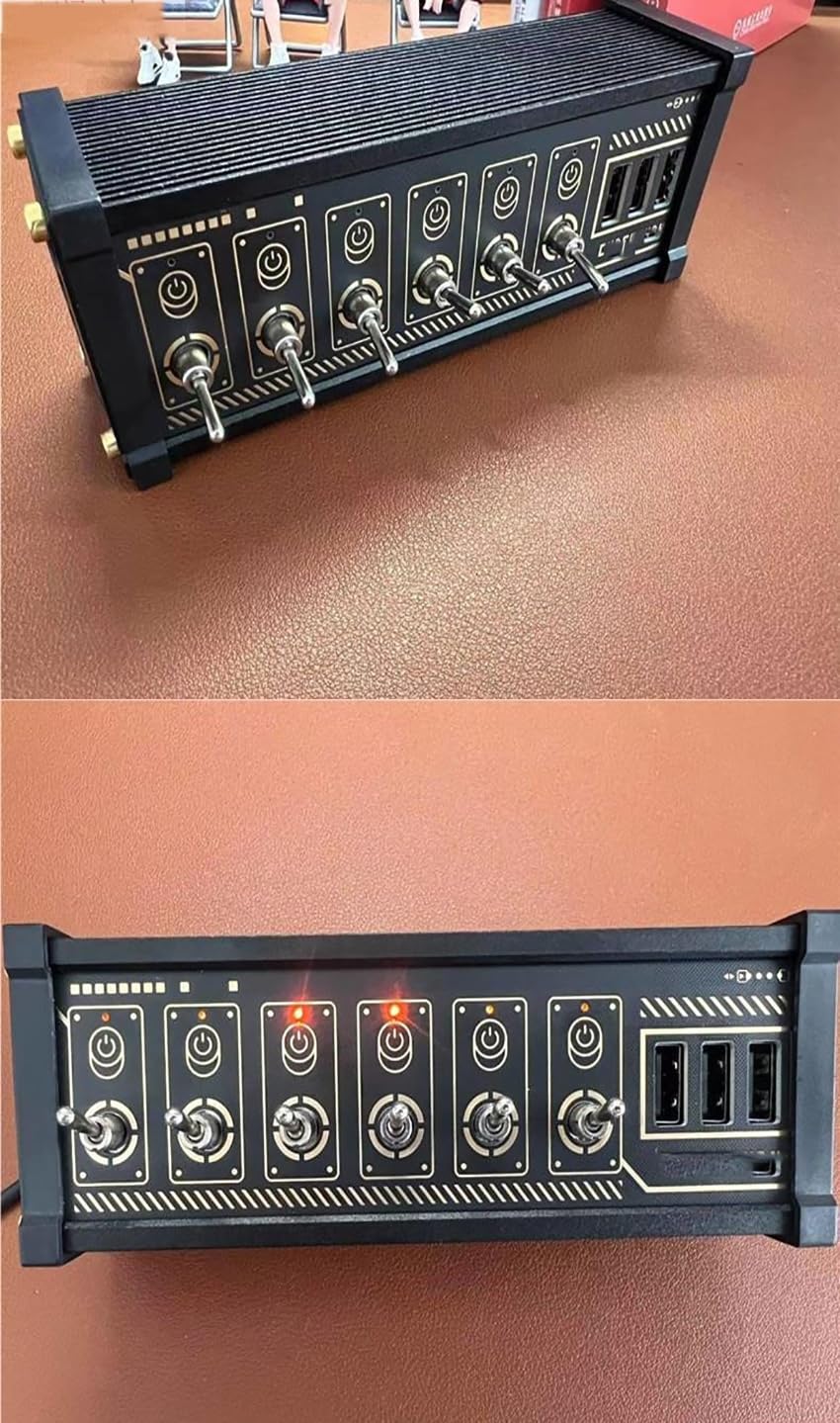 Switch USB a 6 Porte, Docking Station USB a 6 Porte, con Pulsante di Controllo Indipendente, Placcatura in Oro, Funzione di Controllo Vocale, per Telefoni, Tablet E Gadget